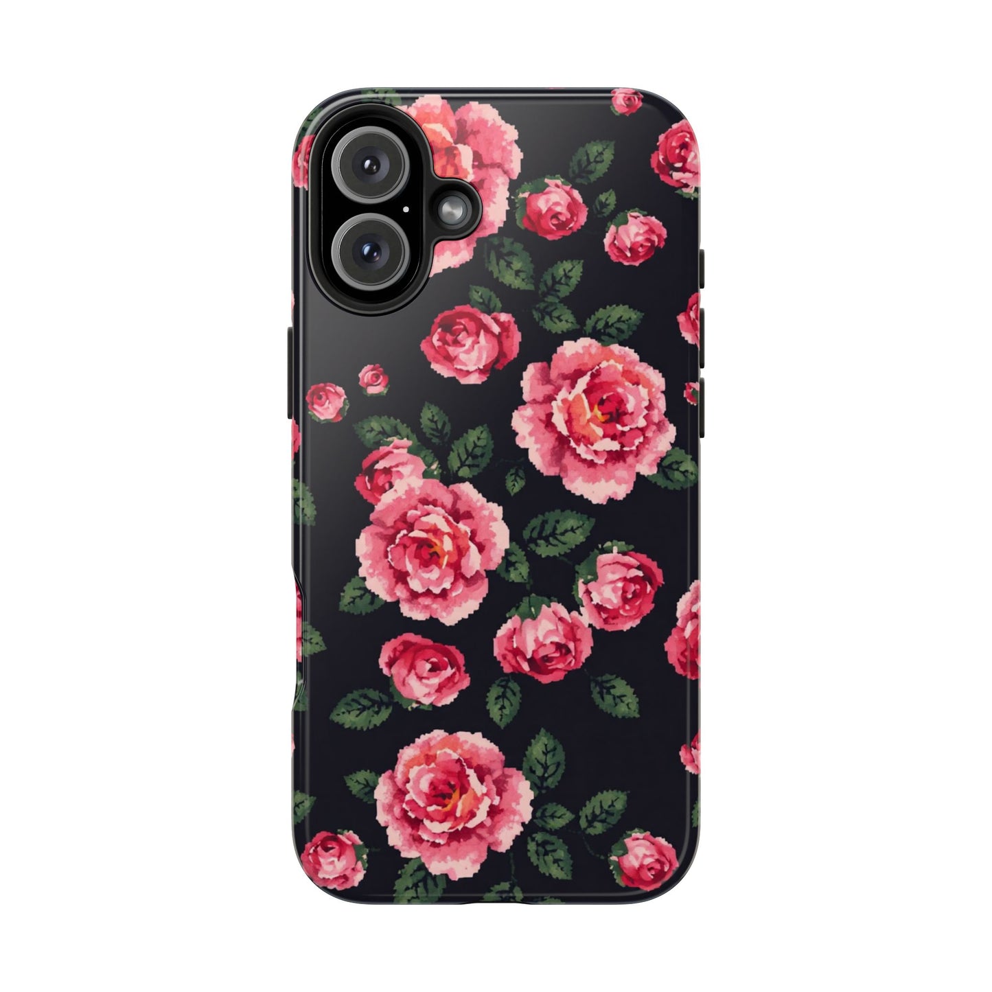 Pixelated Floral Tough Phone Case - Elegant Rose Design for Protection & Style - for iPhone