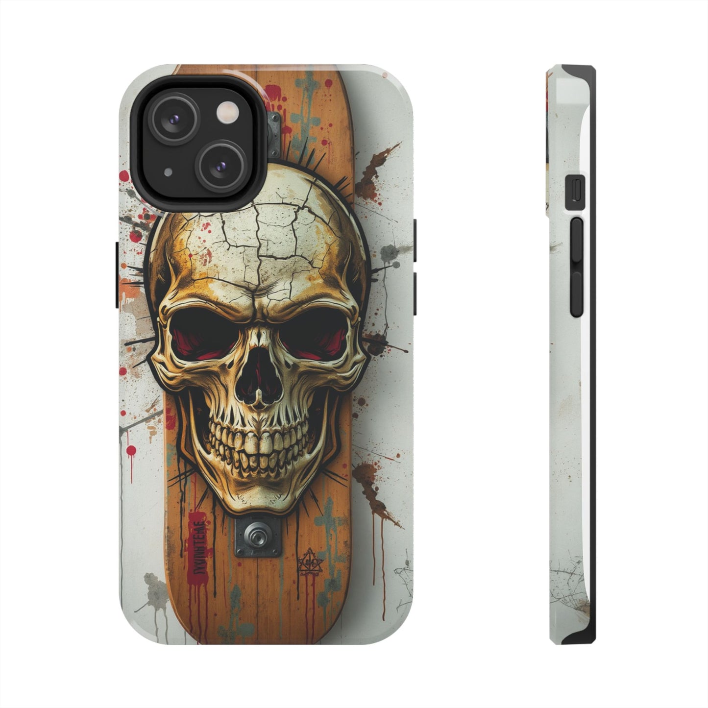 Edgy Skull Tough Phone Case - Durable Protection for Skateboard Enthusiasts
