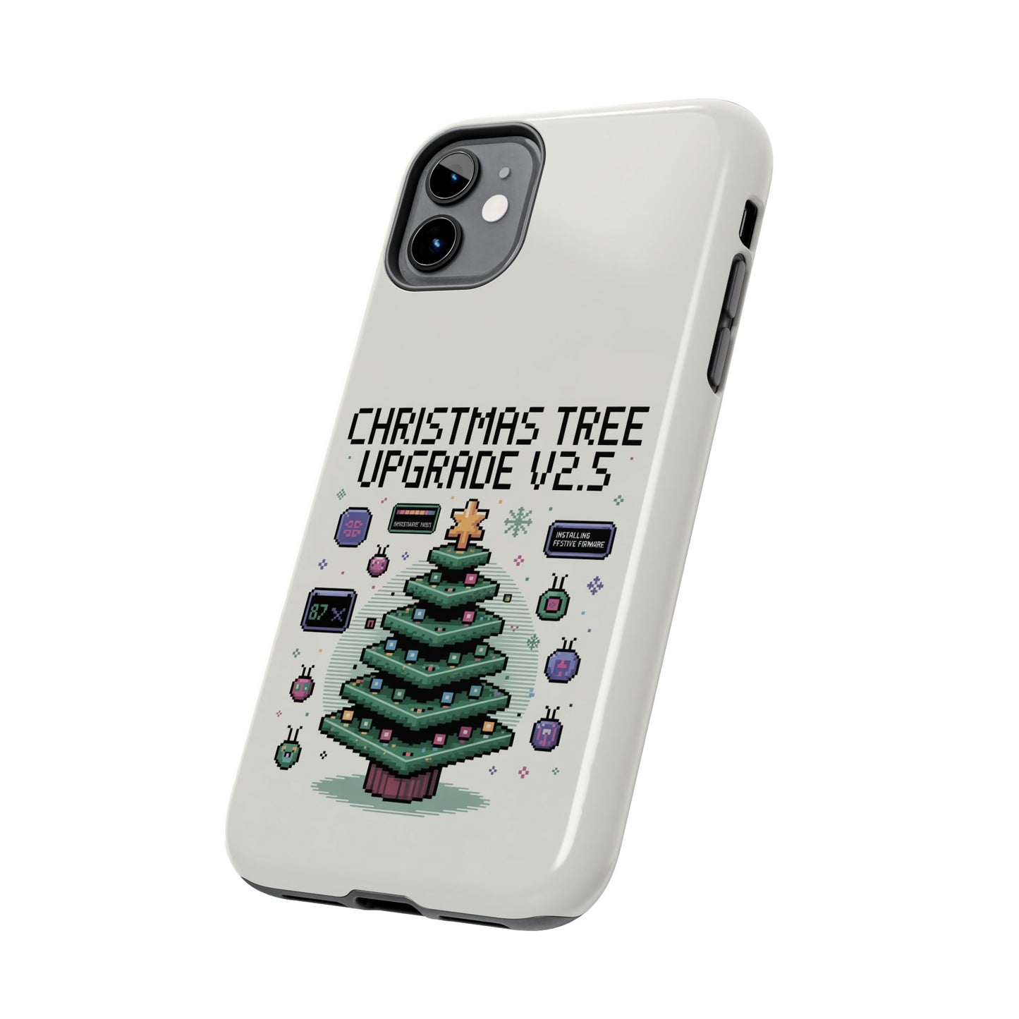 Christmas Tree Upgrade Tough iPhone Case - Pixel Art Design