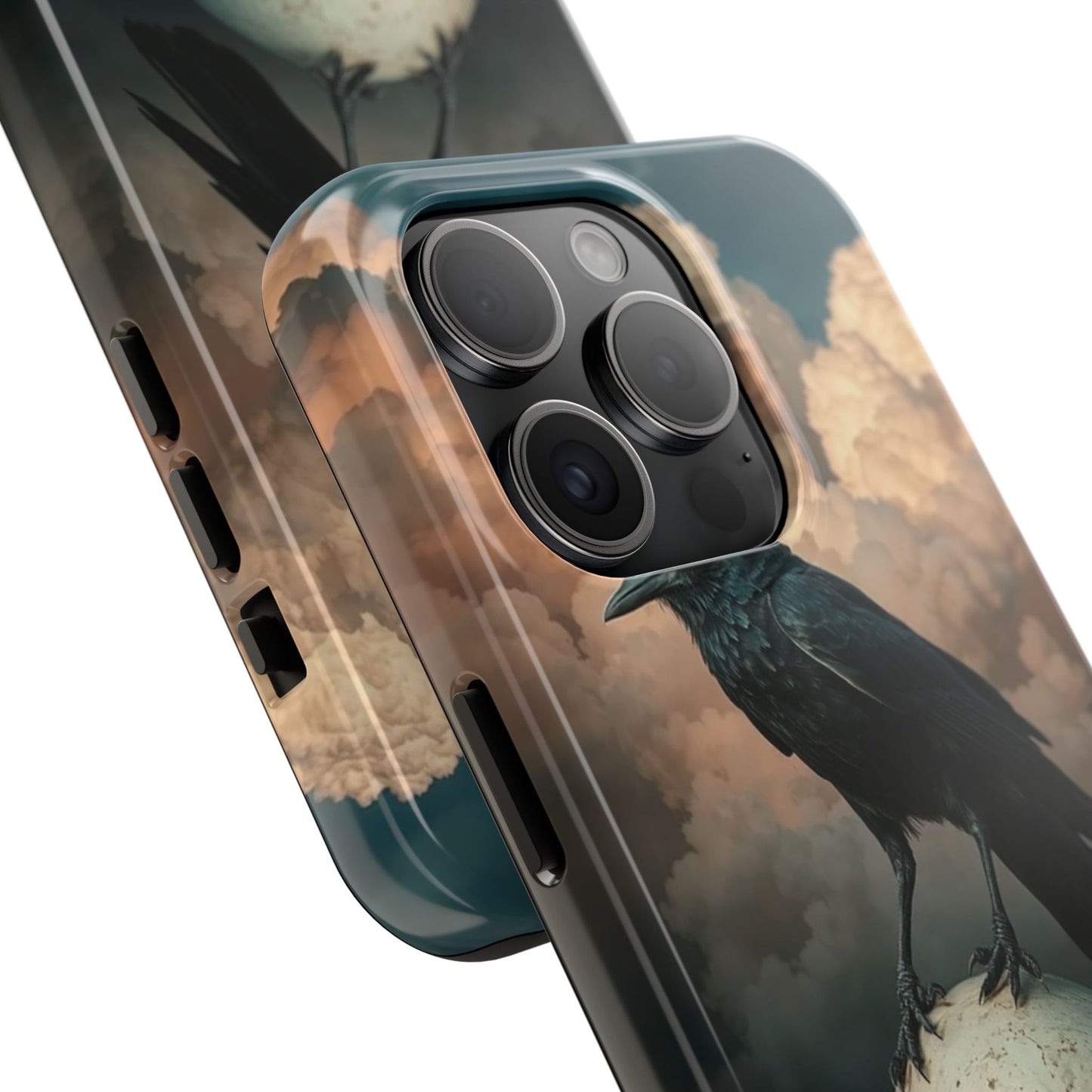 Gothic Raven Skull Tough Phone Case - Unique Protective Cover for Halloween Lovers