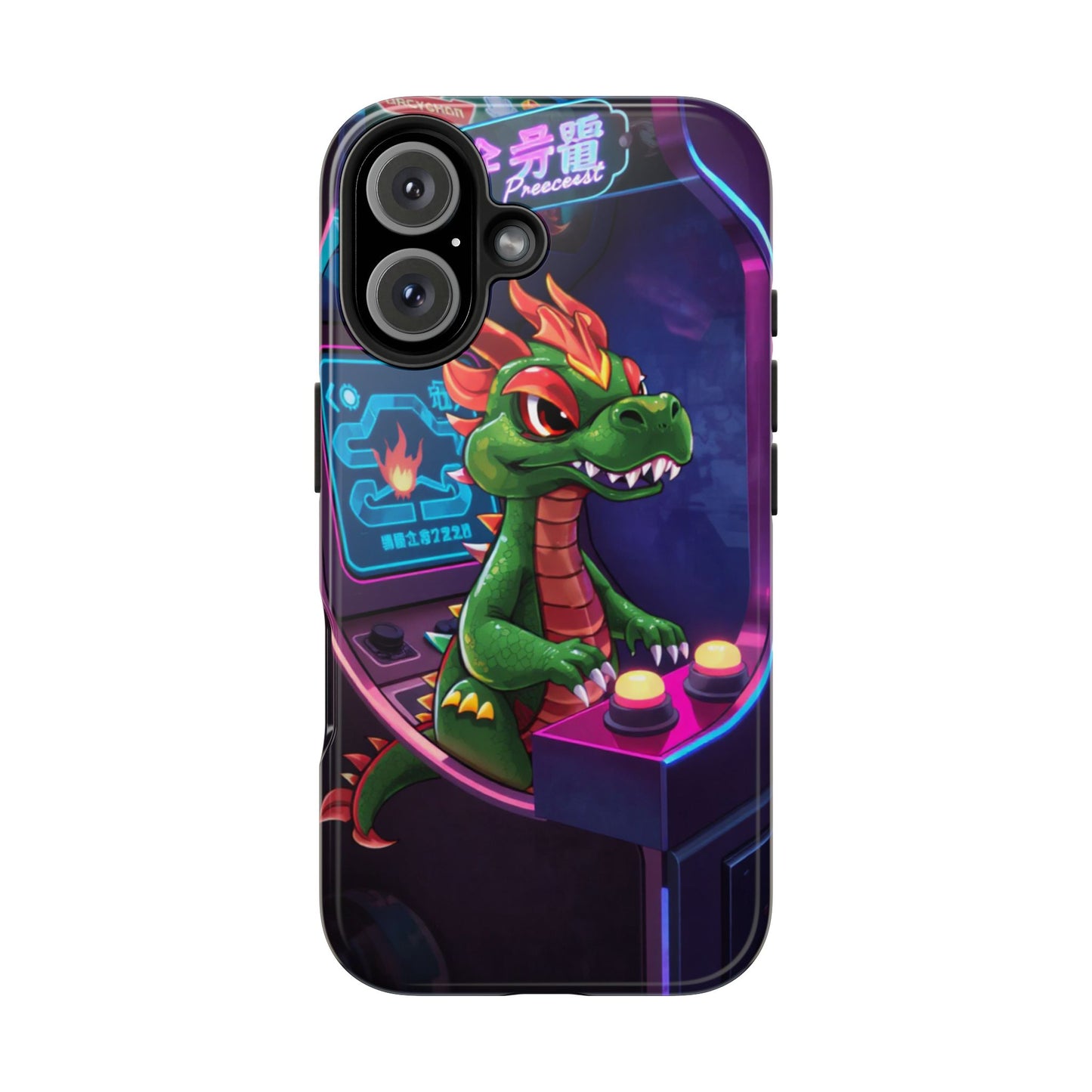 Retro Gamer Tough Phone Case with Dragon Design