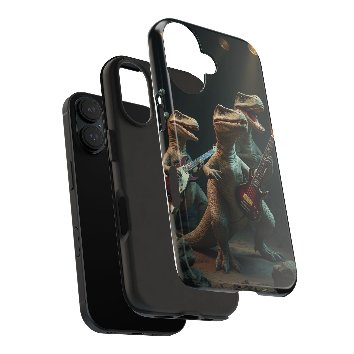 Rockin' Dinosaur Tough Phone Cases - Perfect for Music Lovers and Kids!