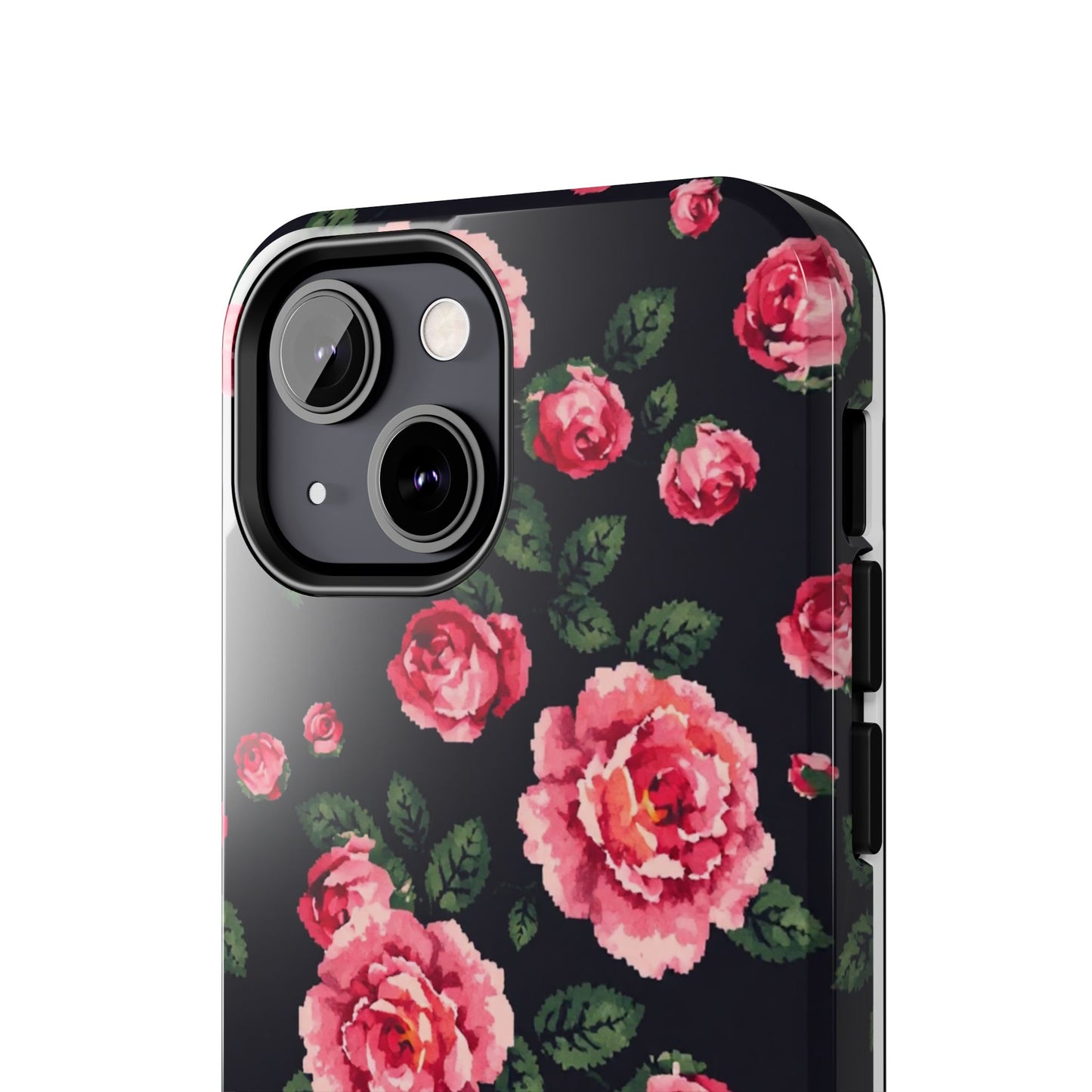 Pixelated Floral Tough Phone Case - Elegant Rose Design for Protection & Style - for iPhone