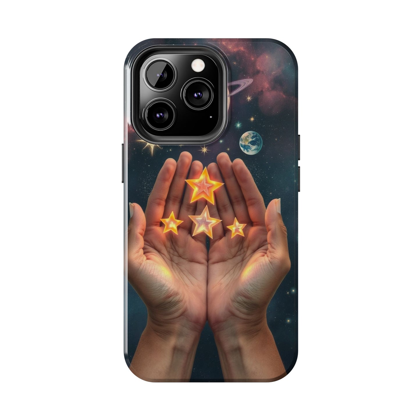 Galaxy Hands Tough Phone Case - Celestial Design for Star Lovers