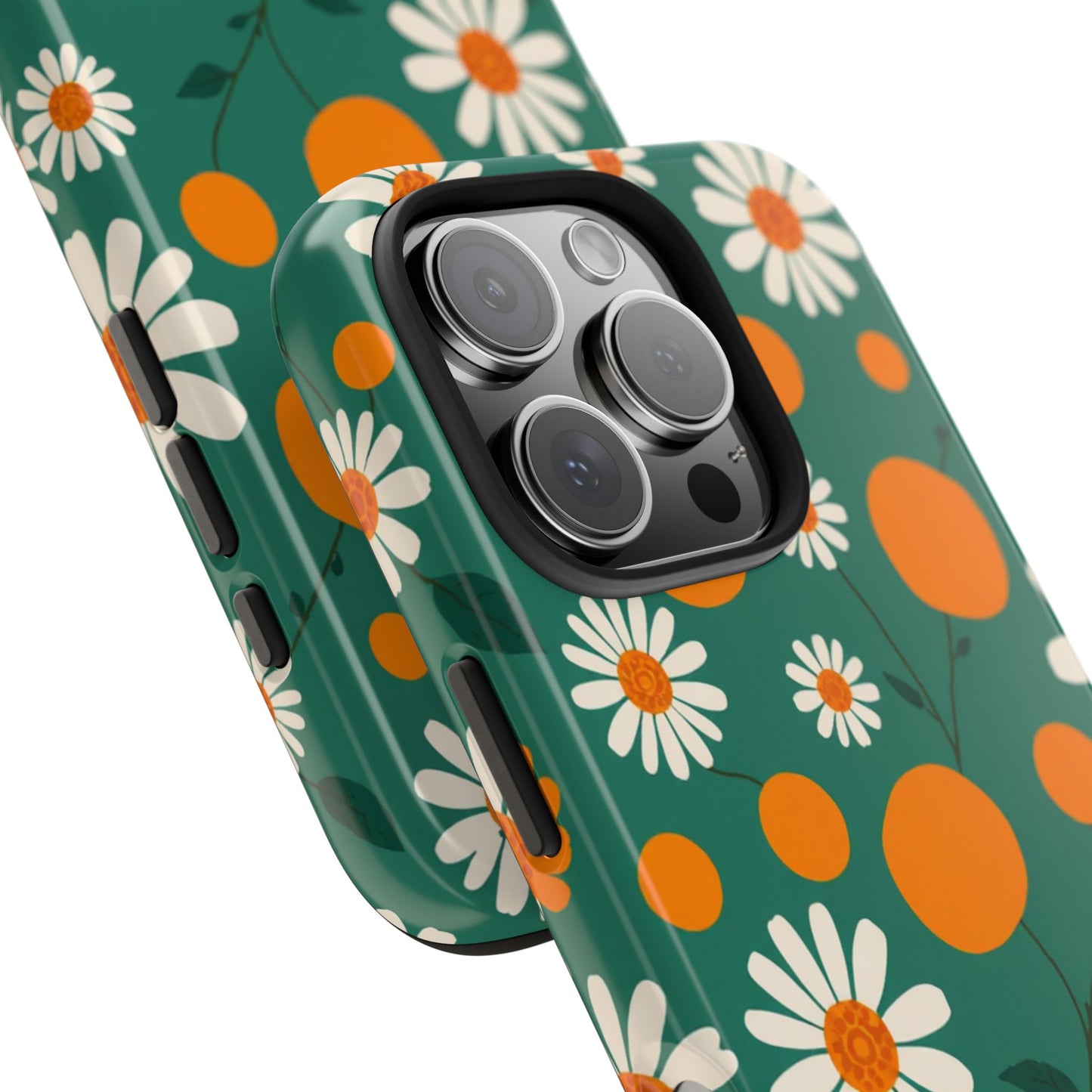 Floral Tough Phone Case - Daisy & Orange Design
