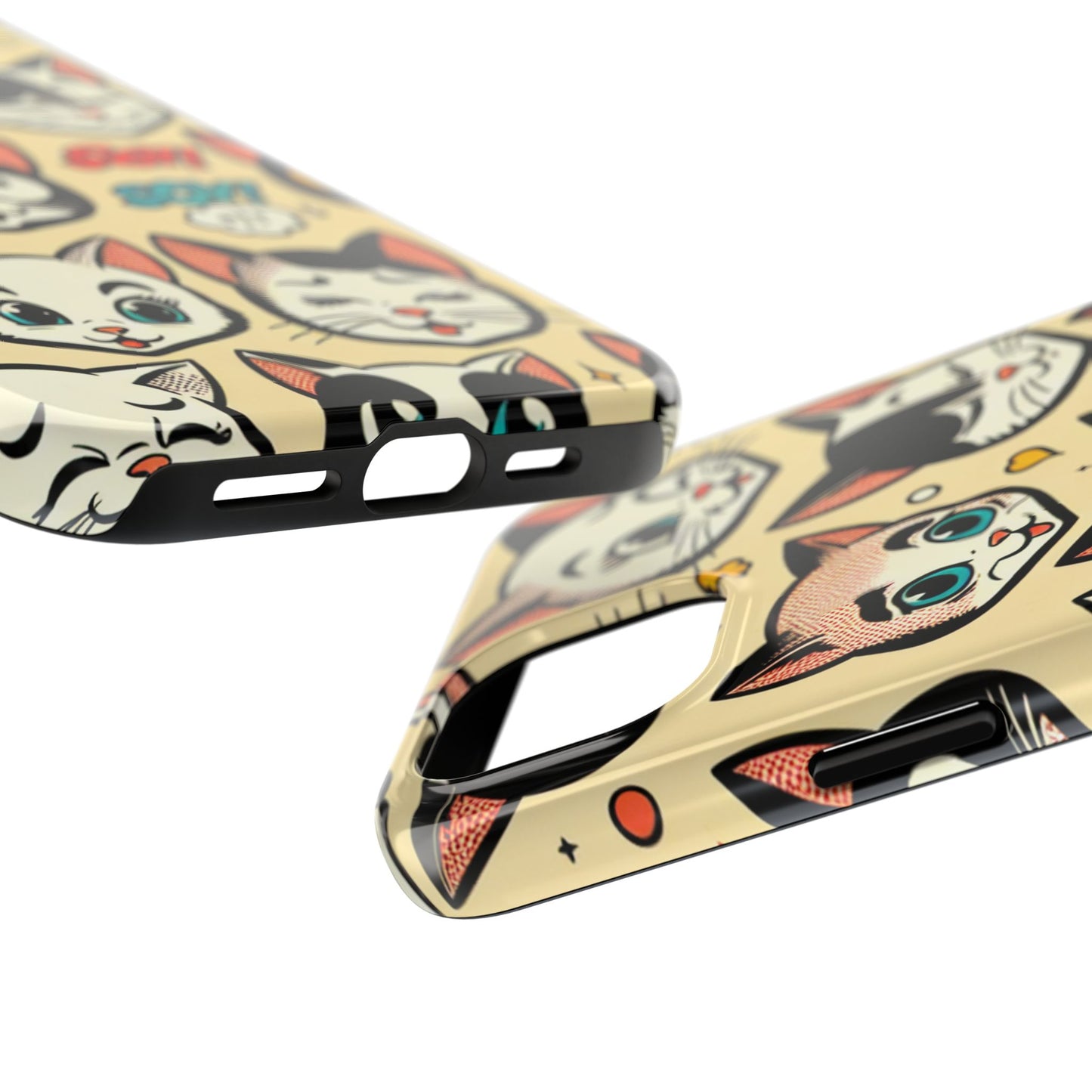 Playful Cat-Themed Tough Phone Case - Pet Pattern - for iPhone