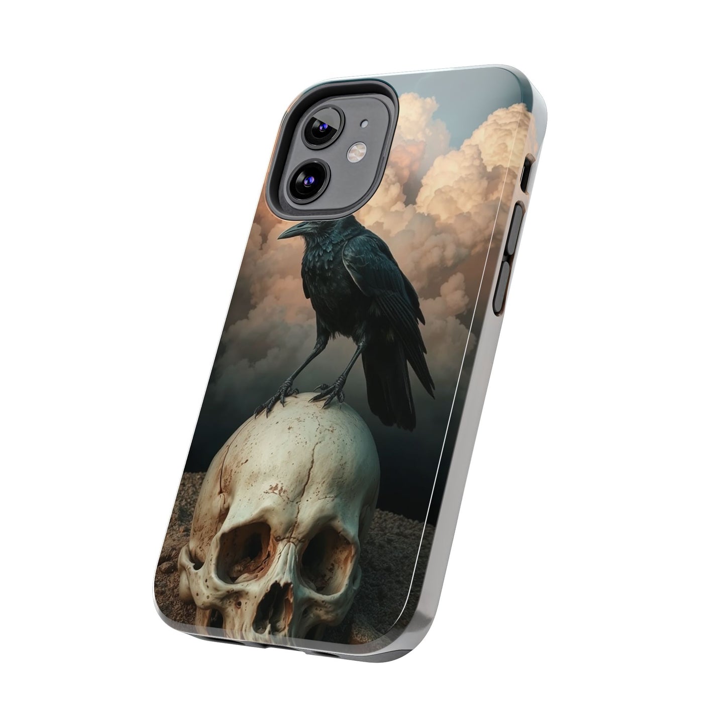 Gothic Raven Skull Tough Phone Case - Unique Protective Cover for Halloween Lovers