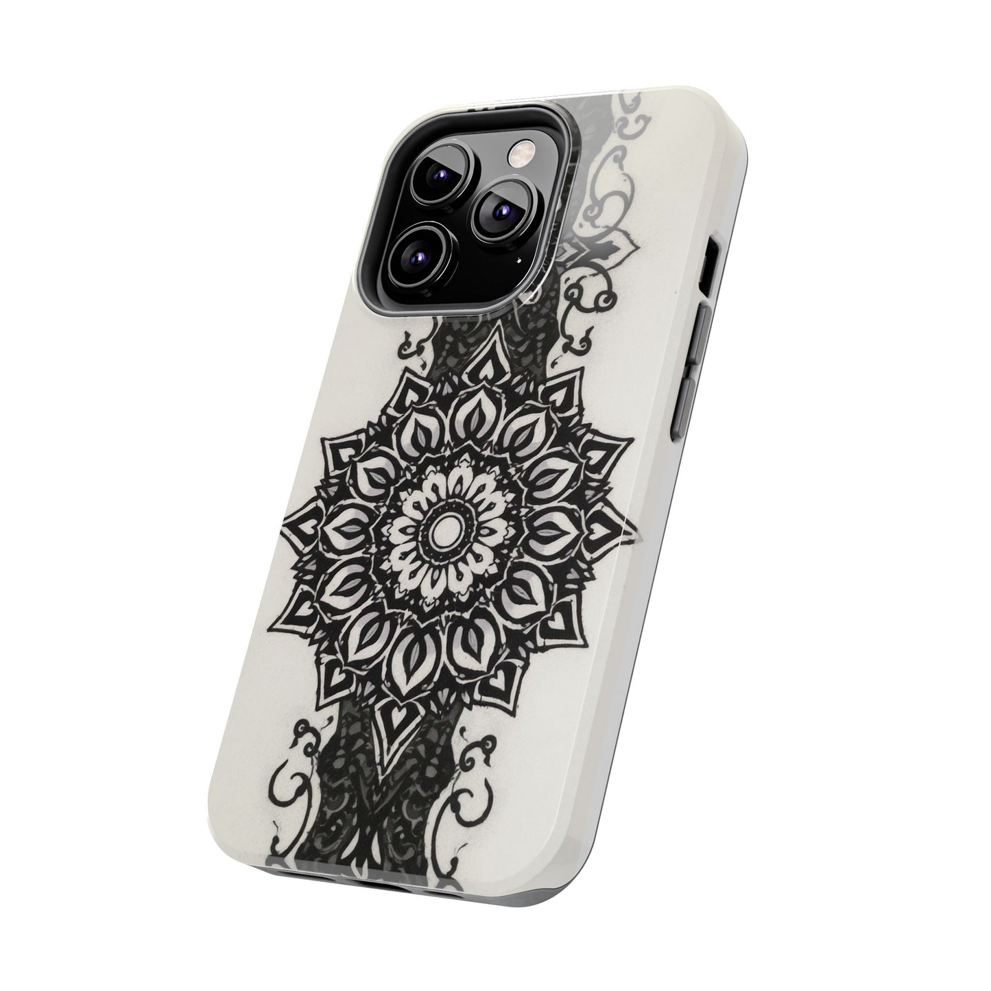 Stylish Tough Phone Cases with Dark Mandala Design - Durable and Unique Protection - for iPhone