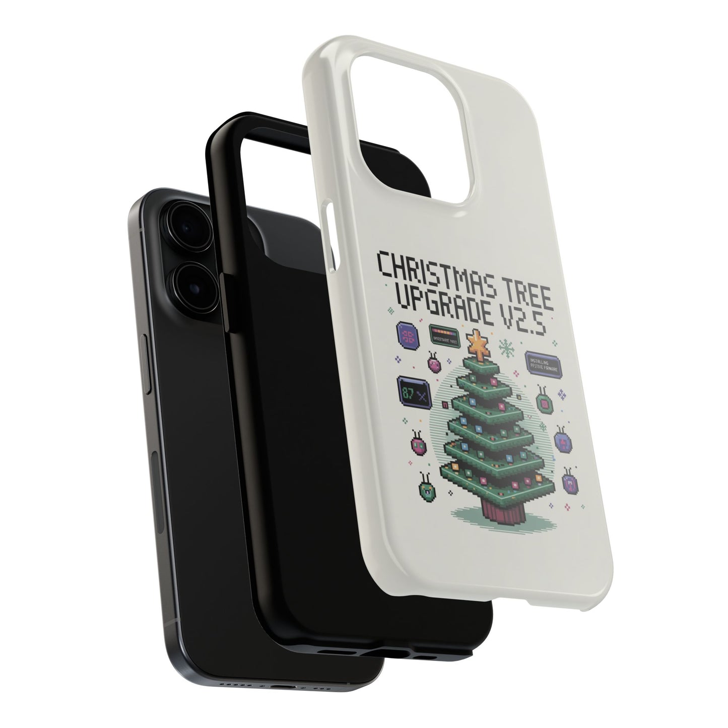 Christmas Tree Upgrade Tough iPhone Case - Pixel Art Design