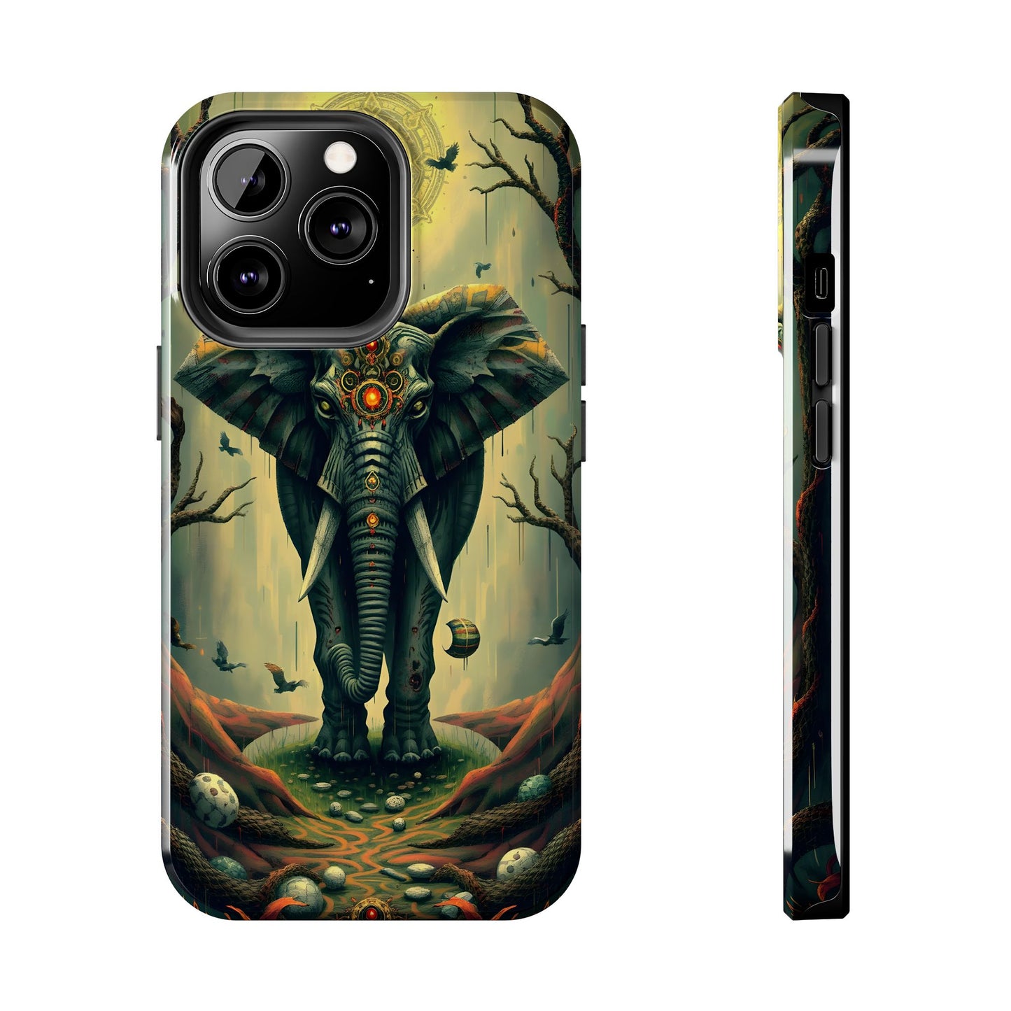 Mystical Forest Elephant Tough Phone Case | Vibrant Design for Nature Lovers - for iPhone