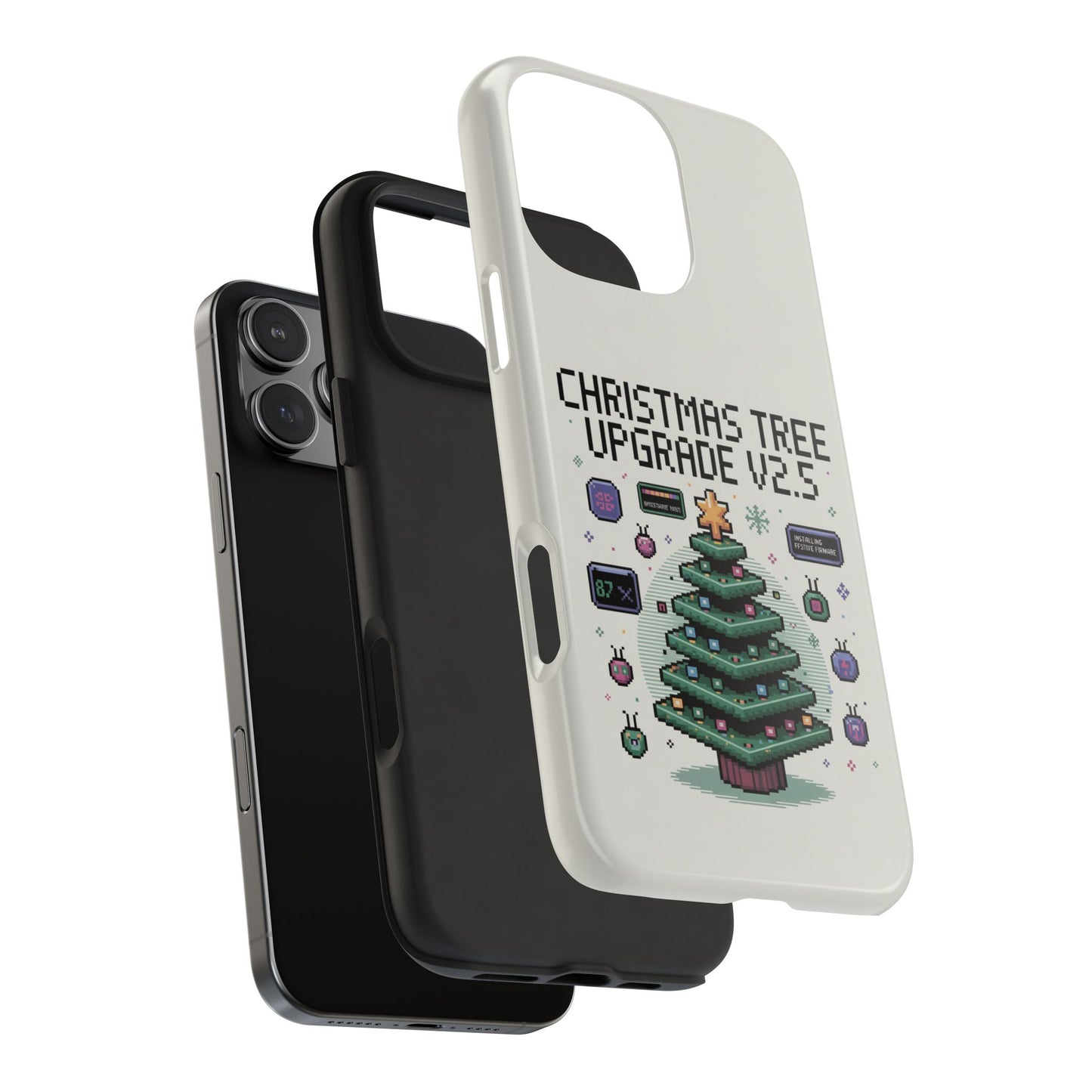 Christmas Tree Upgrade Tough iPhone Case - Pixel Art Design