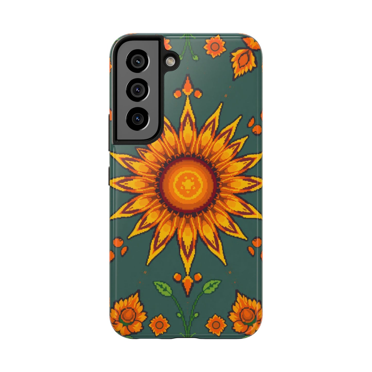 Pixelated Vibrant Floral Tough Phone Case | Sunflower Design for Nature Lovers - for iPhone
