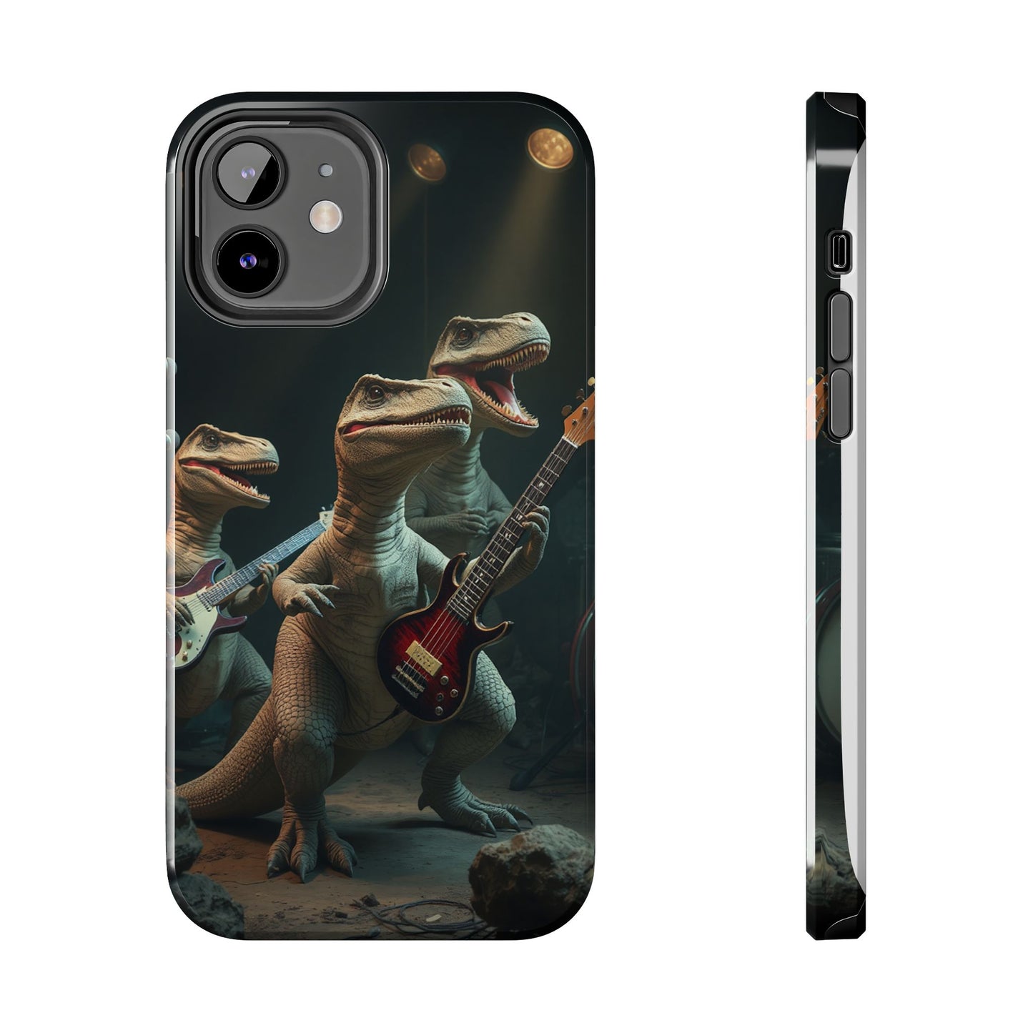 Rockin' Dinosaur Tough Phone Cases - Perfect for Music Lovers and Kids!