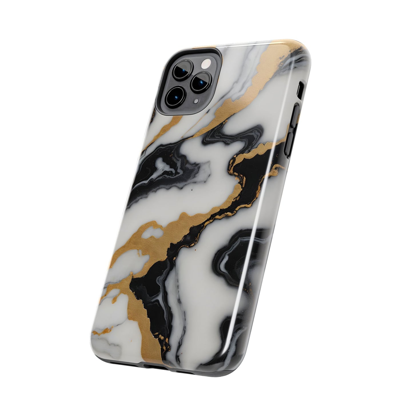 Elegant Gold Marble Tough Phone Case - Stylish Protection for Your iPhone