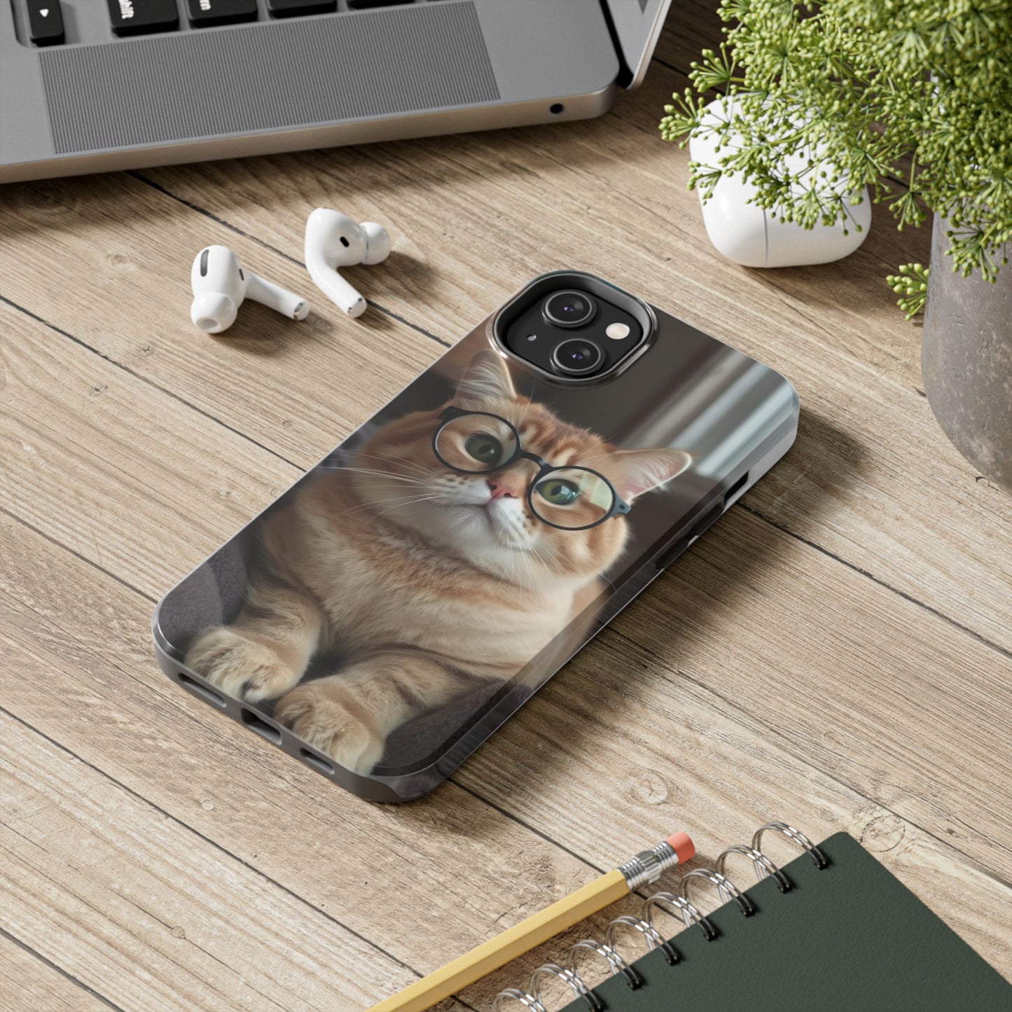Cute Cat Glasses Tough Phone Case - Fun & Stylish Protection for Cat Lovers