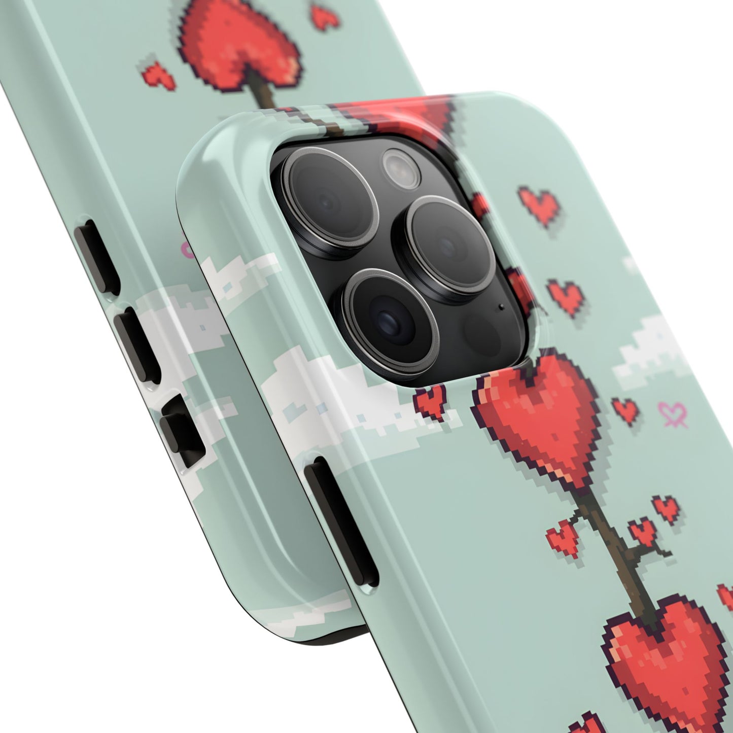 Pixelated Love Hearts Tree | Tough Phone Case - Cute Design - for iPhone