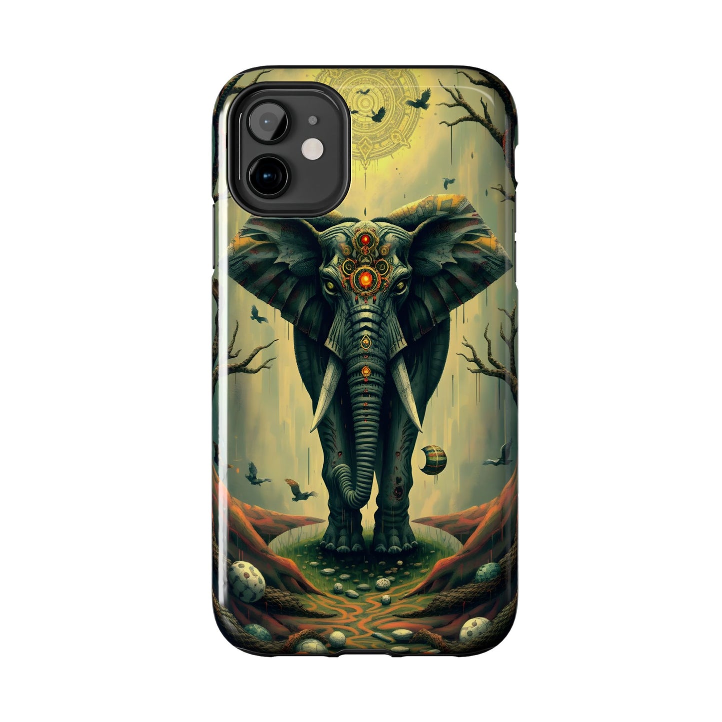 Mystical Forest Elephant Tough Phone Case | Vibrant Design for Nature Lovers - for iPhone