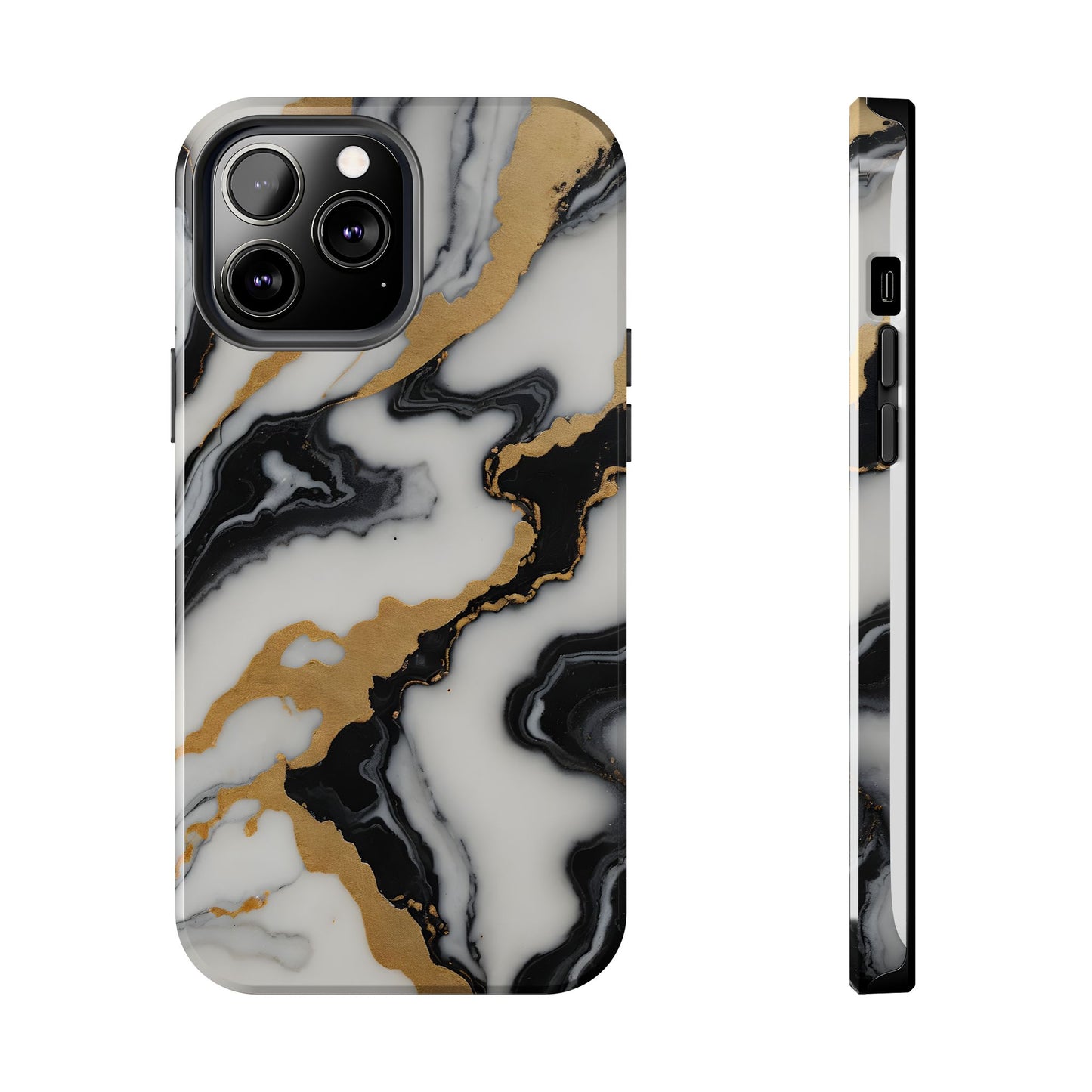 Elegant Gold Marble Tough Phone Case - Stylish Protection for Your iPhone