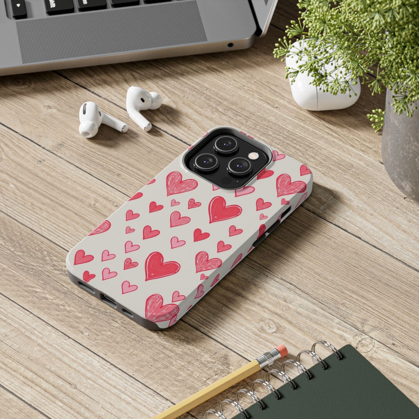 Heart Pattern Tough Phone Case - Cute and Stylish Protection