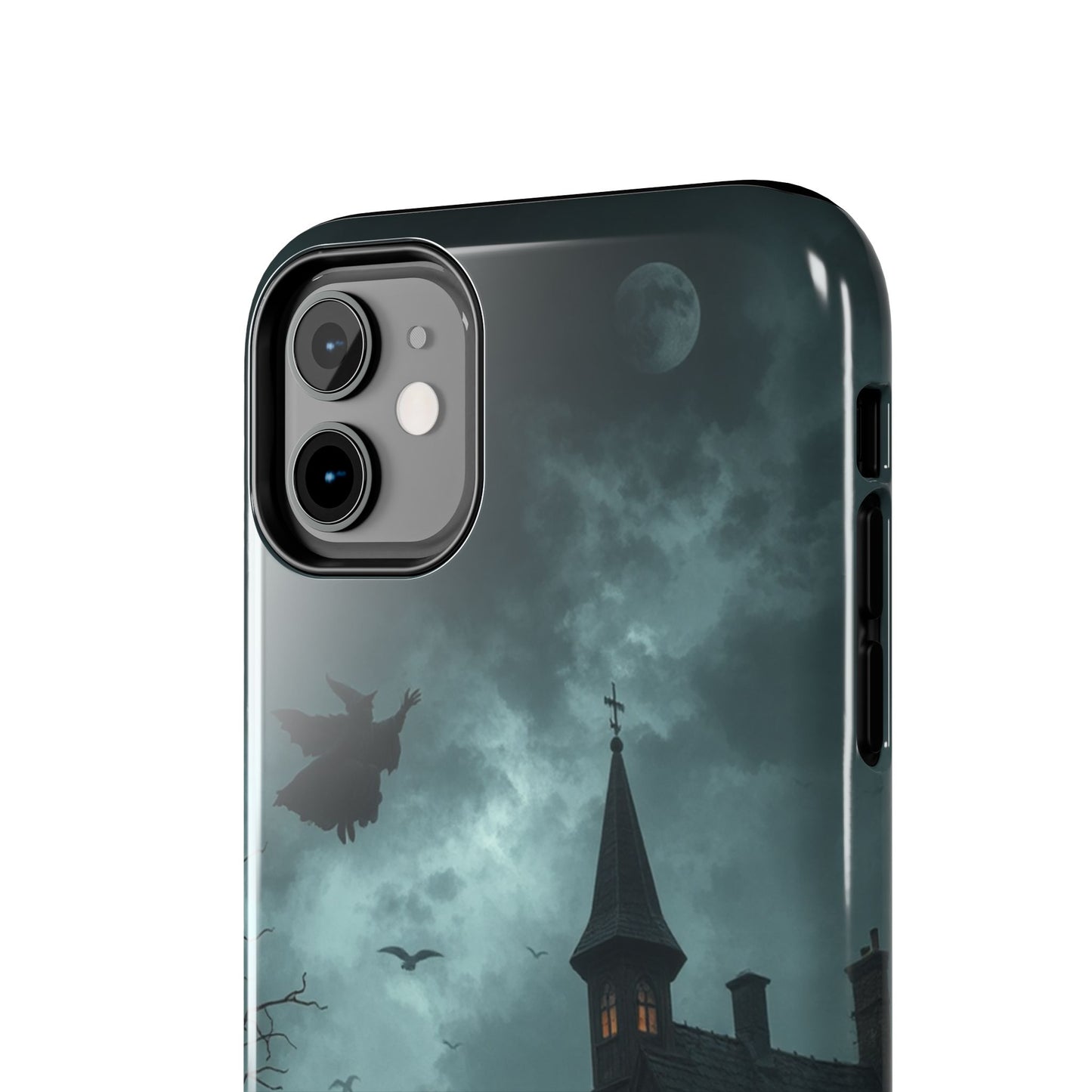 Halloween-Themed Tough Phone Case with Spooky House Design