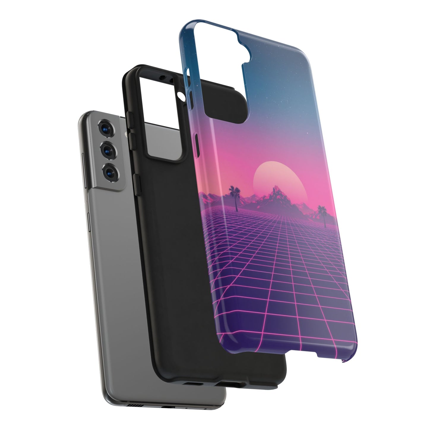 Retro Aesthetic Tough Phone Case - Vibrant Sunset Design