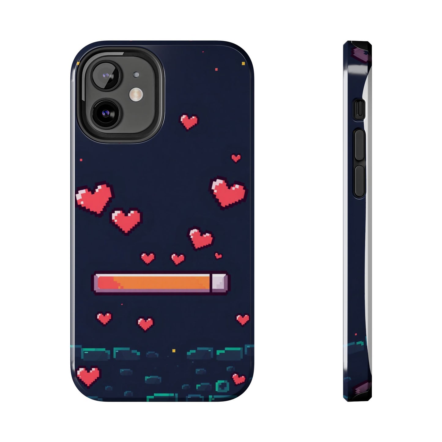 Pixel Heart Tough Phone Case - Retro Gamer Style for Valentine's Day