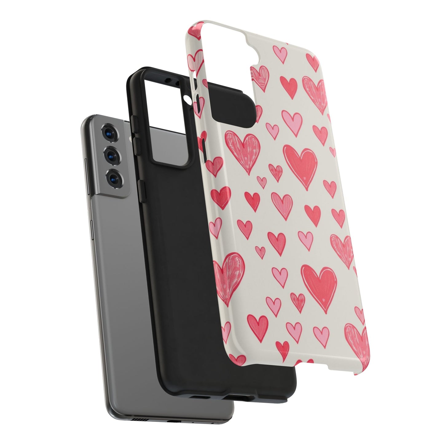 Heart Pattern Tough Phone Case - Cute and Stylish Protection