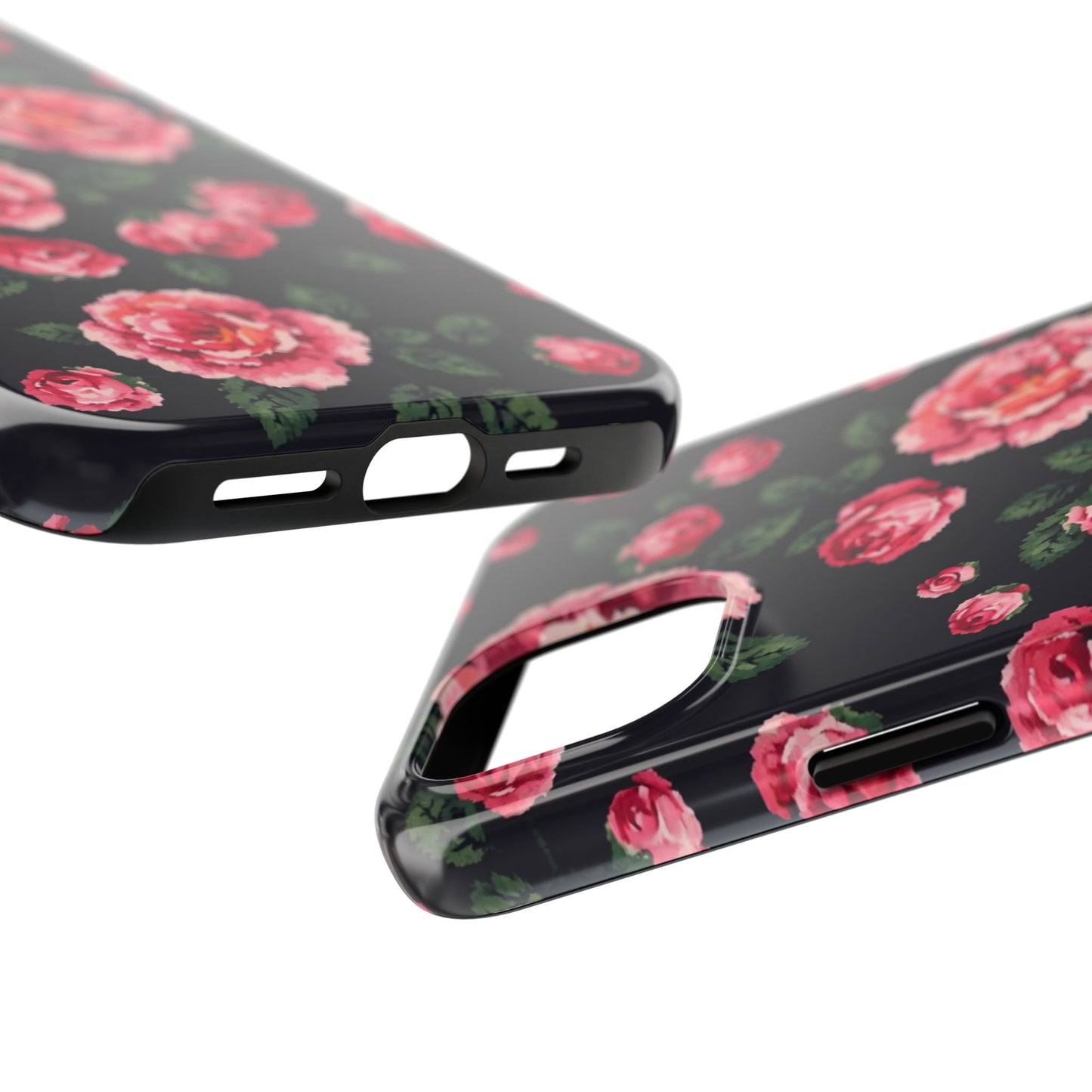 Pixelated Floral Tough Phone Case - Elegant Rose Design for Protection & Style - for iPhone