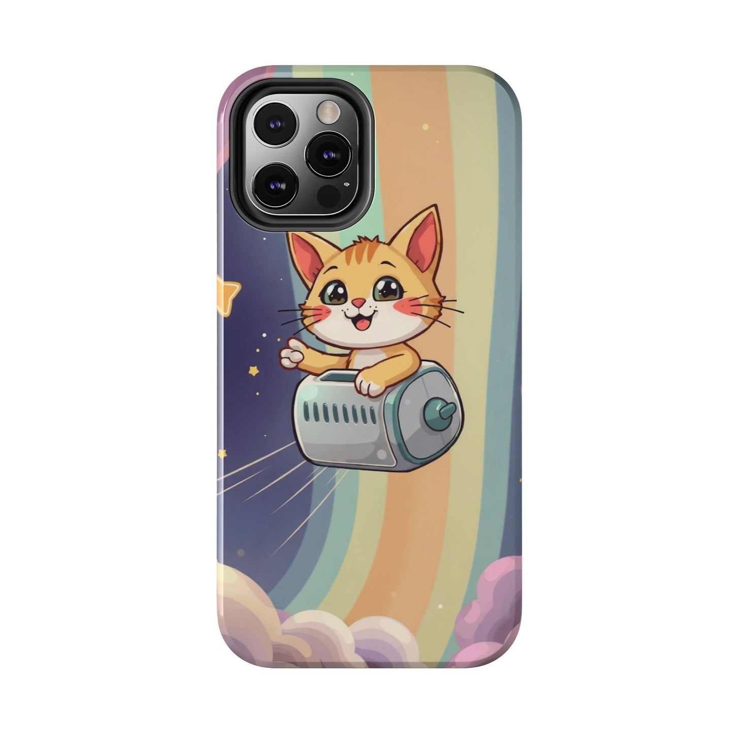 Cute Cat Rocket Phone Case - Vibrant and Playful Tough Case