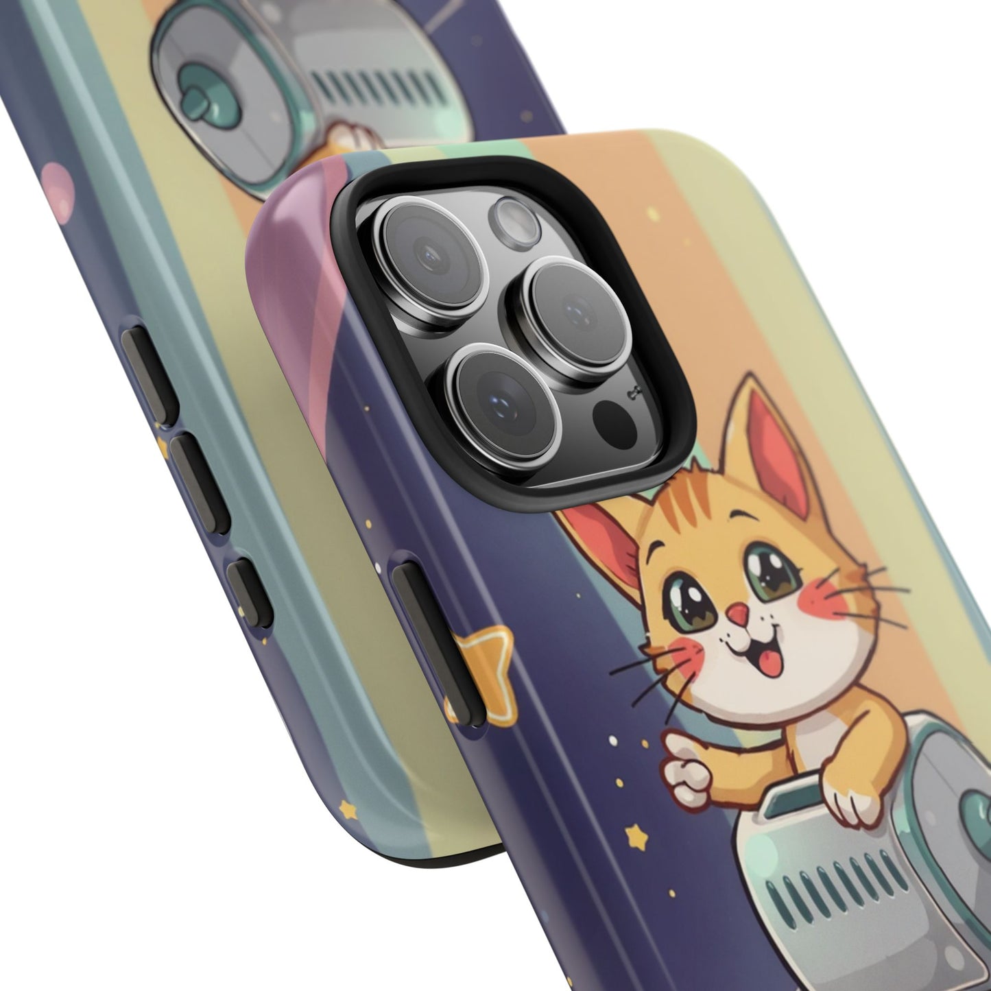 Cute Cat Rocket Phone Case - Vibrant and Playful Tough Case