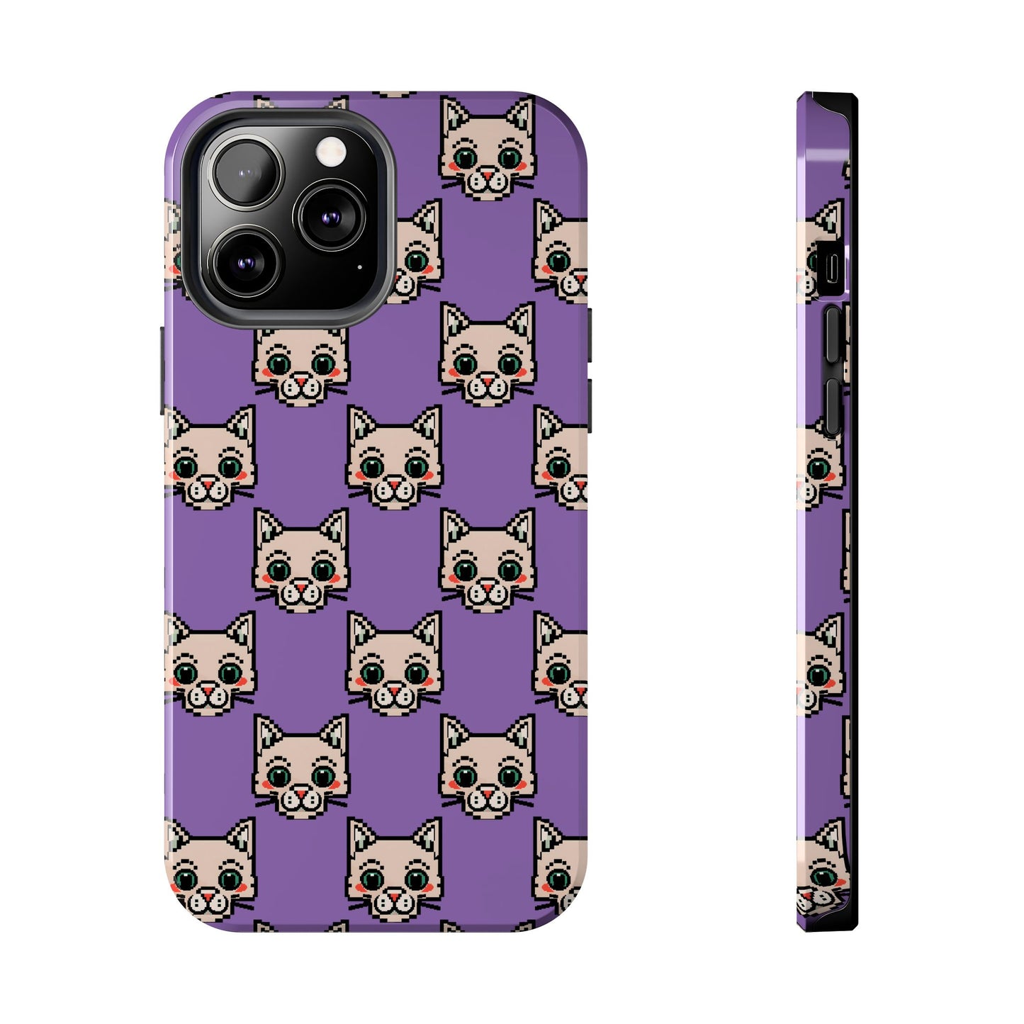 Cute Pixel Cat Tough Phone Case – Fun and Durable Protection for Cat Lovers - for iPhone