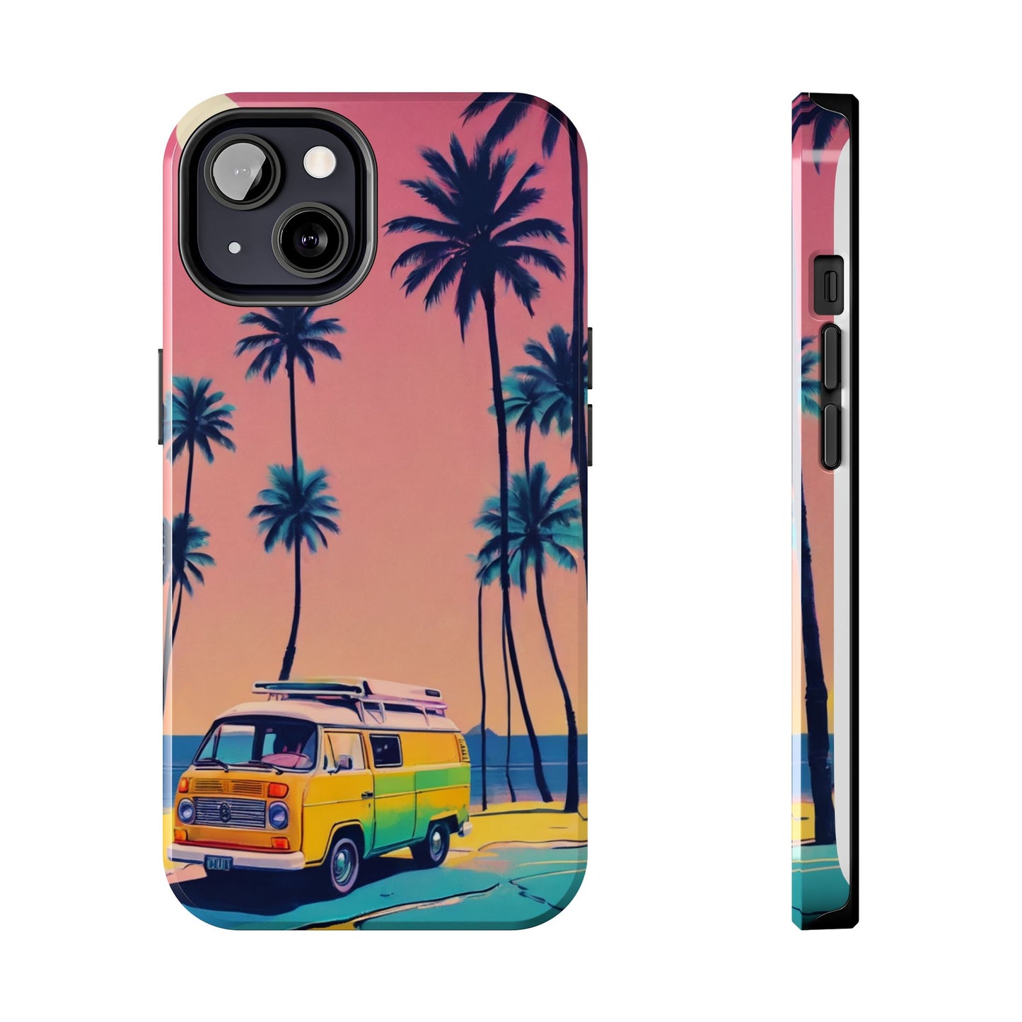 Tropical Beach Vibe Tough Phone Case - Vintage Van Design - for iPhone