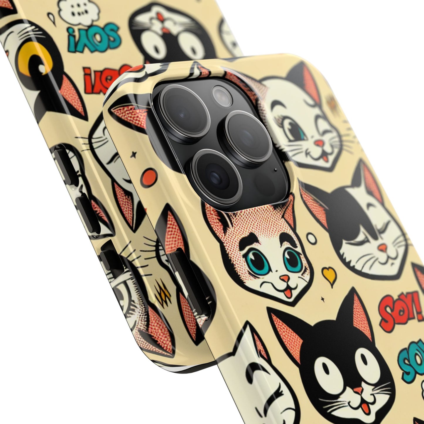 Playful Cat-Themed Tough Phone Case - Pet Pattern - for iPhone