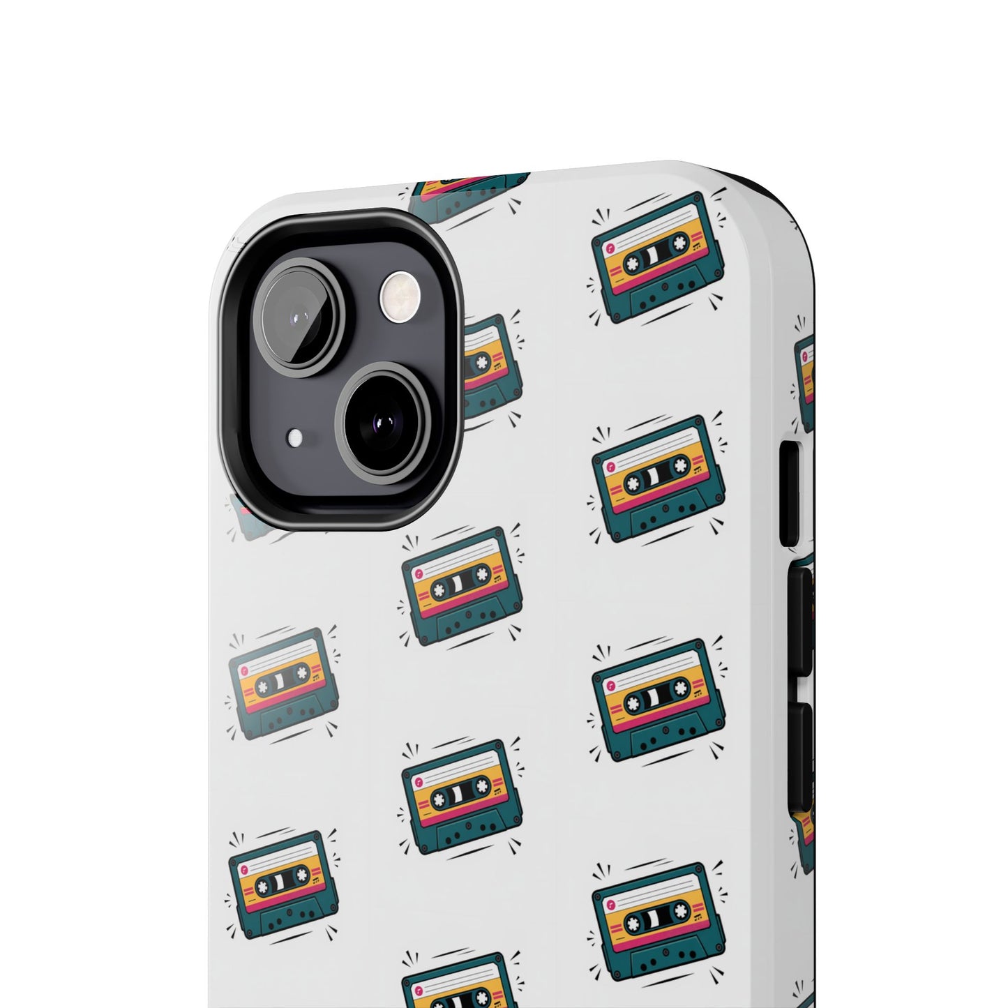 Retro Cassette Tape Phone Case Pattern - White