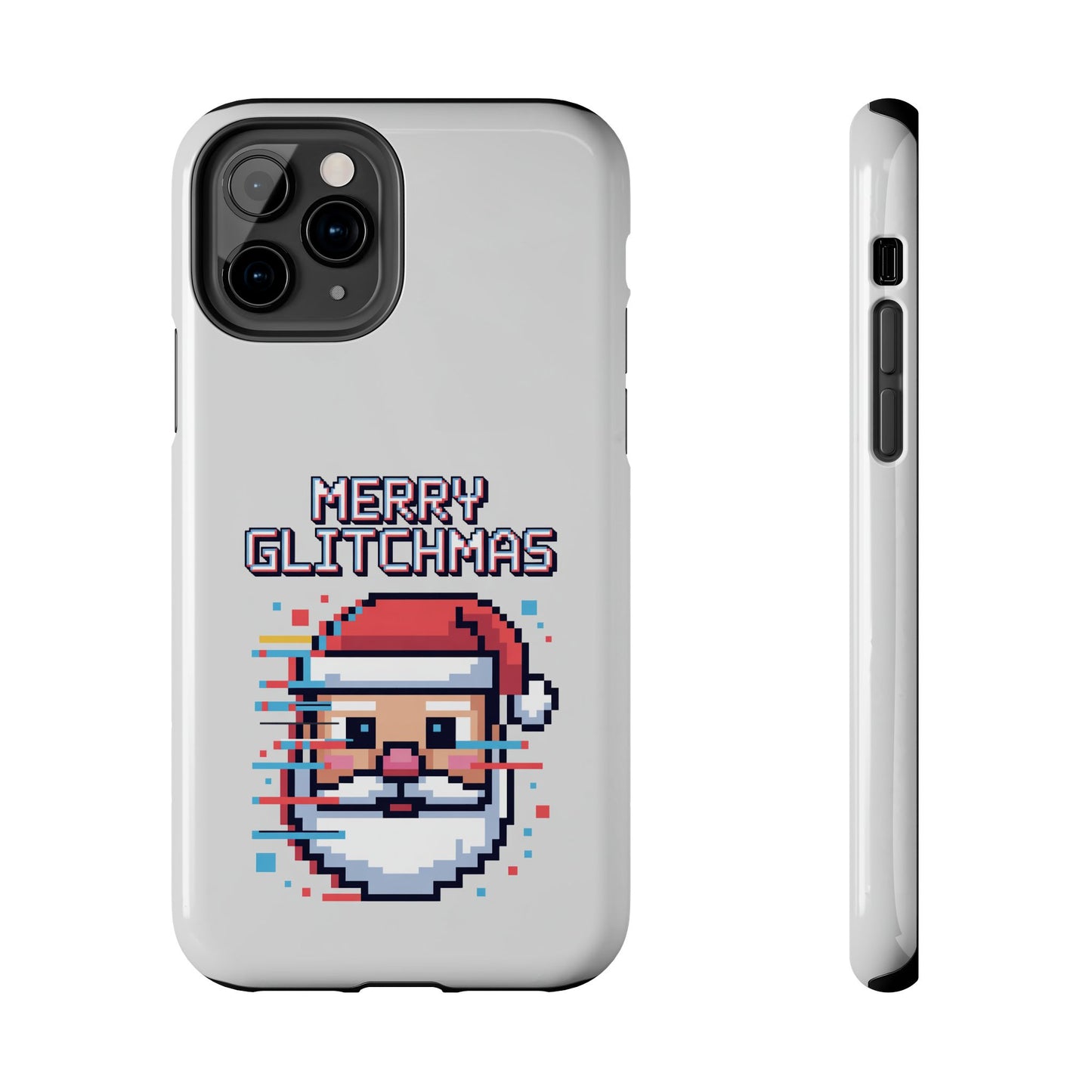 Merry Glitchmas Phone Case - Christmas Pixel Art Design for iPhone