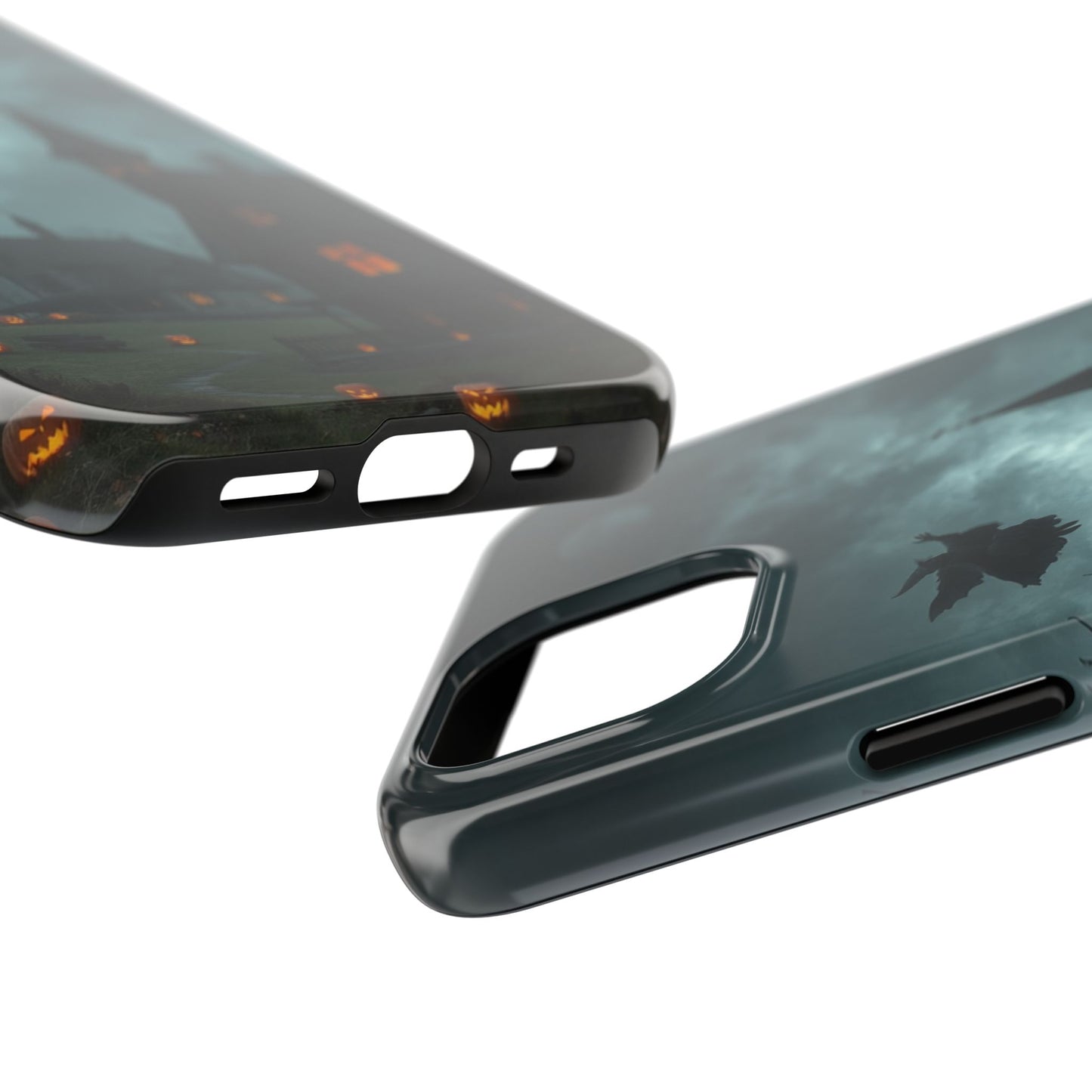 Halloween-Themed Tough Phone Case with Spooky House Design