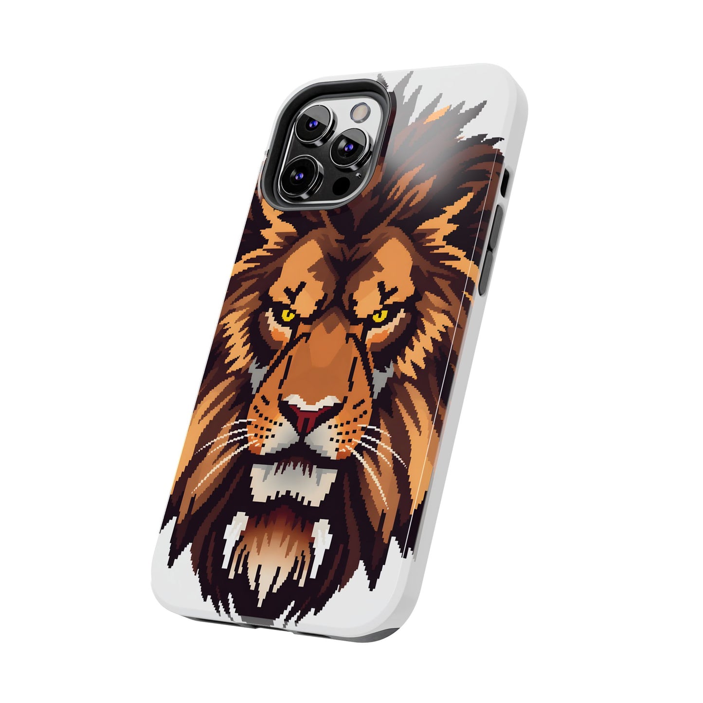 Fierce Pixelated Lion Tough Phone Case - Durable Design for Animal Lovers - for iPhone