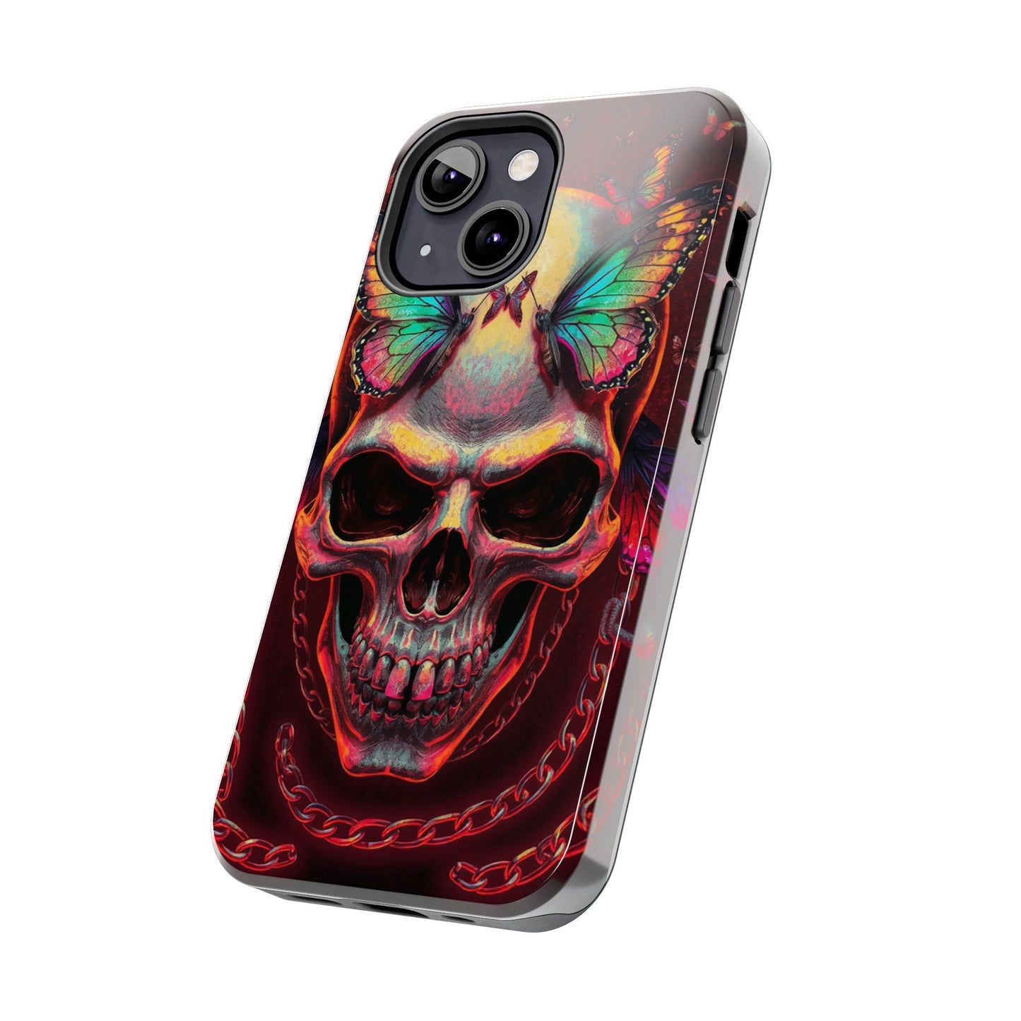Gothic Skull Phone Case with Butterflies - Durable Tough Phone Case