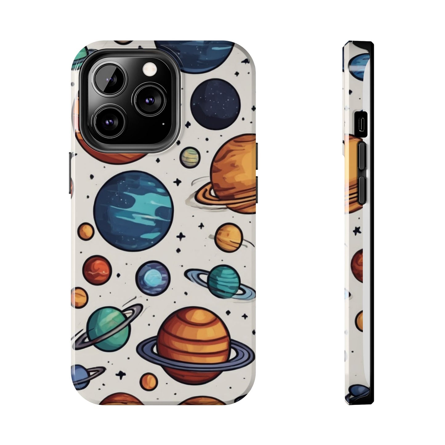 Cosmic Galaxy Tough Phone Case - Planetary Cartoon Design - for iPhone