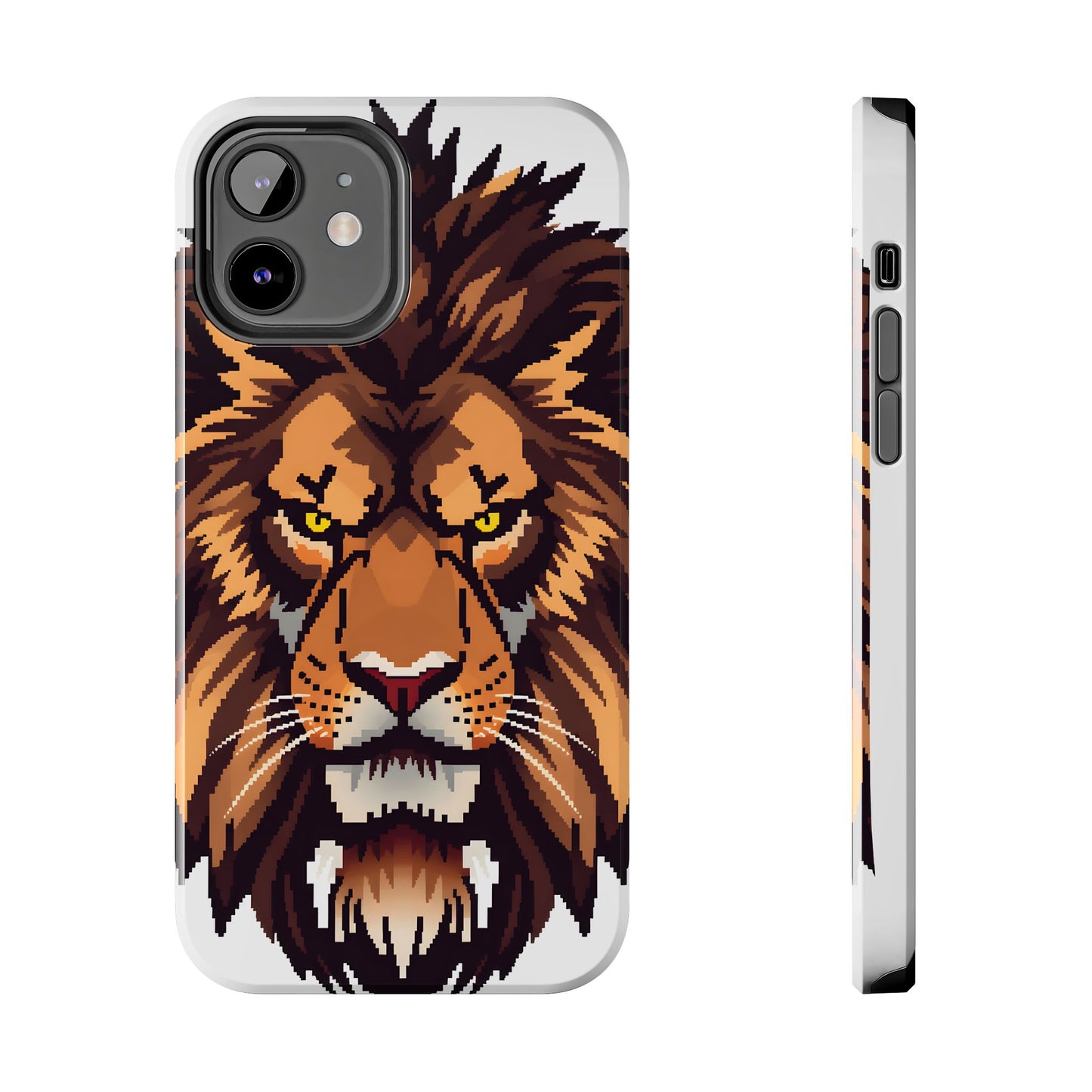 Fierce Pixelated Lion Tough Phone Case - Durable Design for Animal Lovers - for iPhone