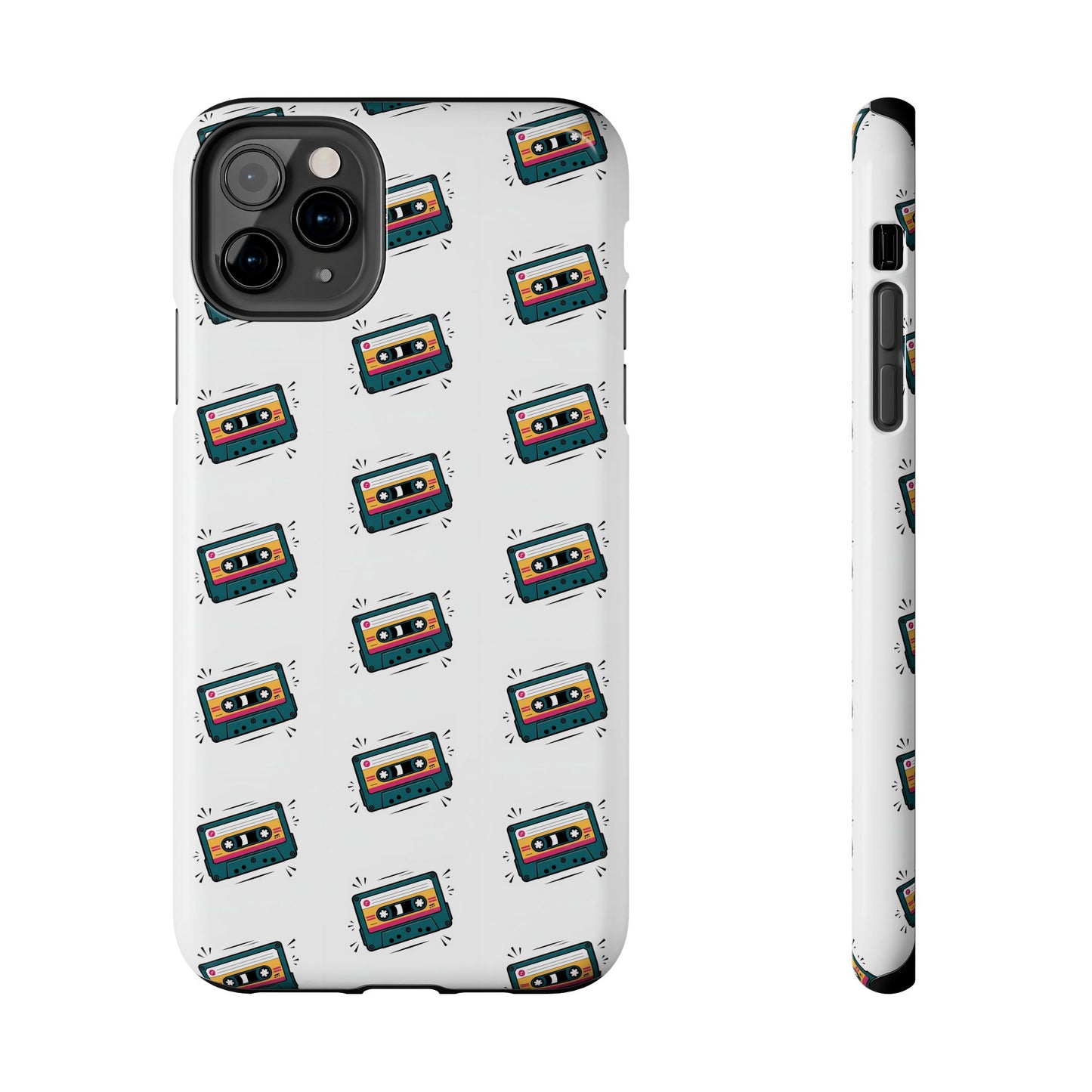 Retro Cassette Tape Phone Case Pattern - White