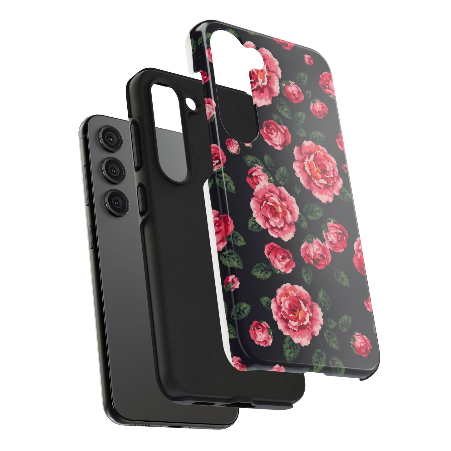 Pixelated Floral Tough Phone Case - Elegant Rose Design for Protection & Style - for iPhone