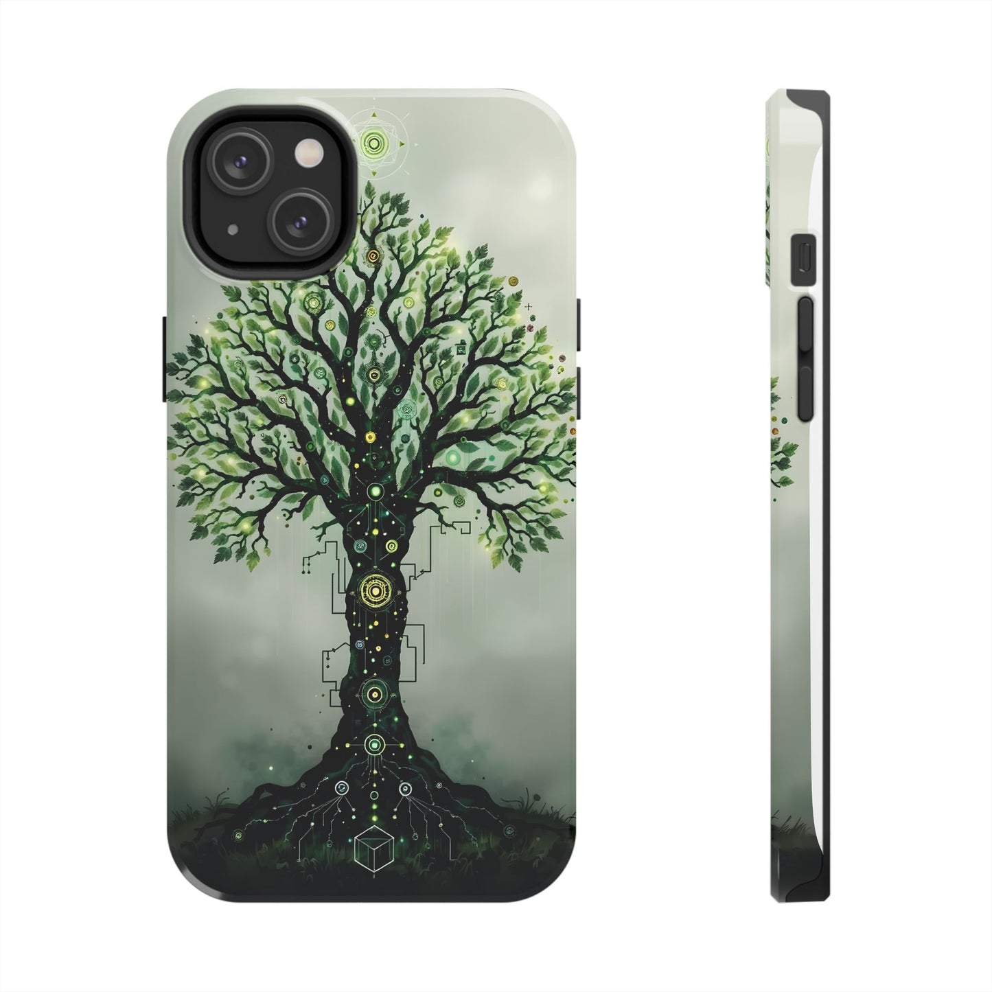 Nature-Inspired Tough Phone Case with Tech Tree Design - for iPhone