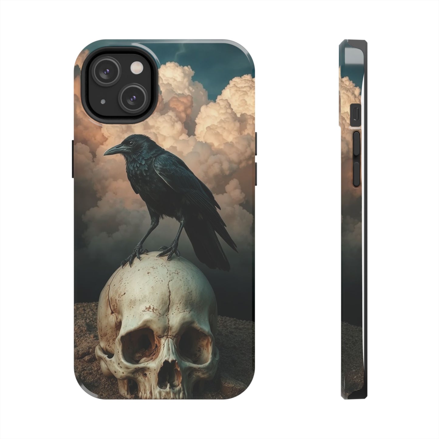Gothic Raven Skull Tough Phone Case - Unique Protective Cover for Halloween Lovers