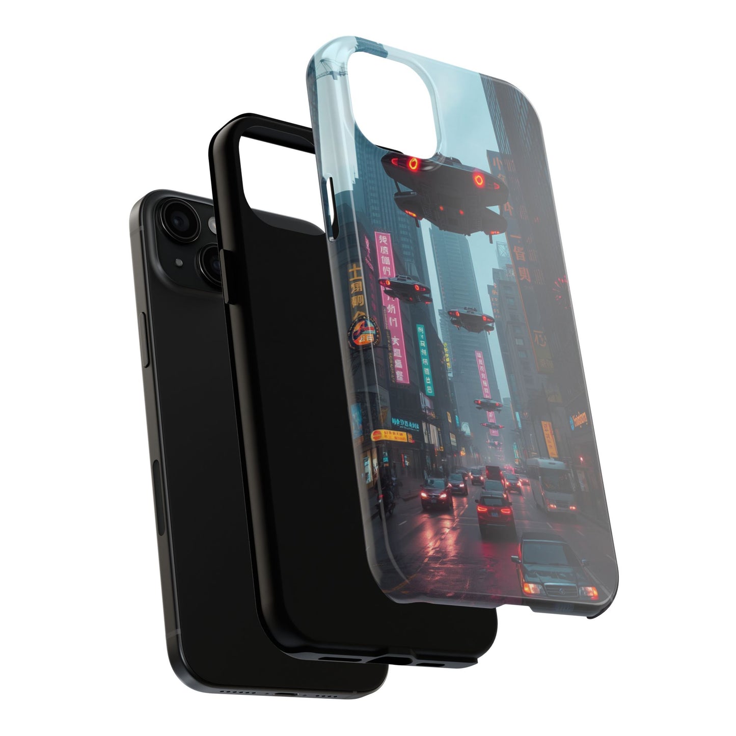 Futuristic City Tough Phone Case - Sci-Fi Design for Urban Explorers