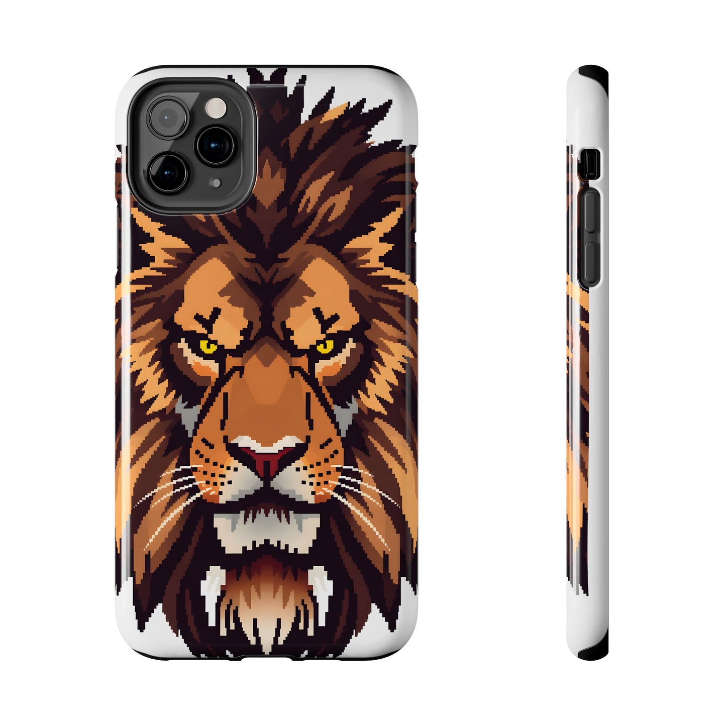 Fierce Pixelated Lion Tough Phone Case - Durable Design for Animal Lovers - for iPhone