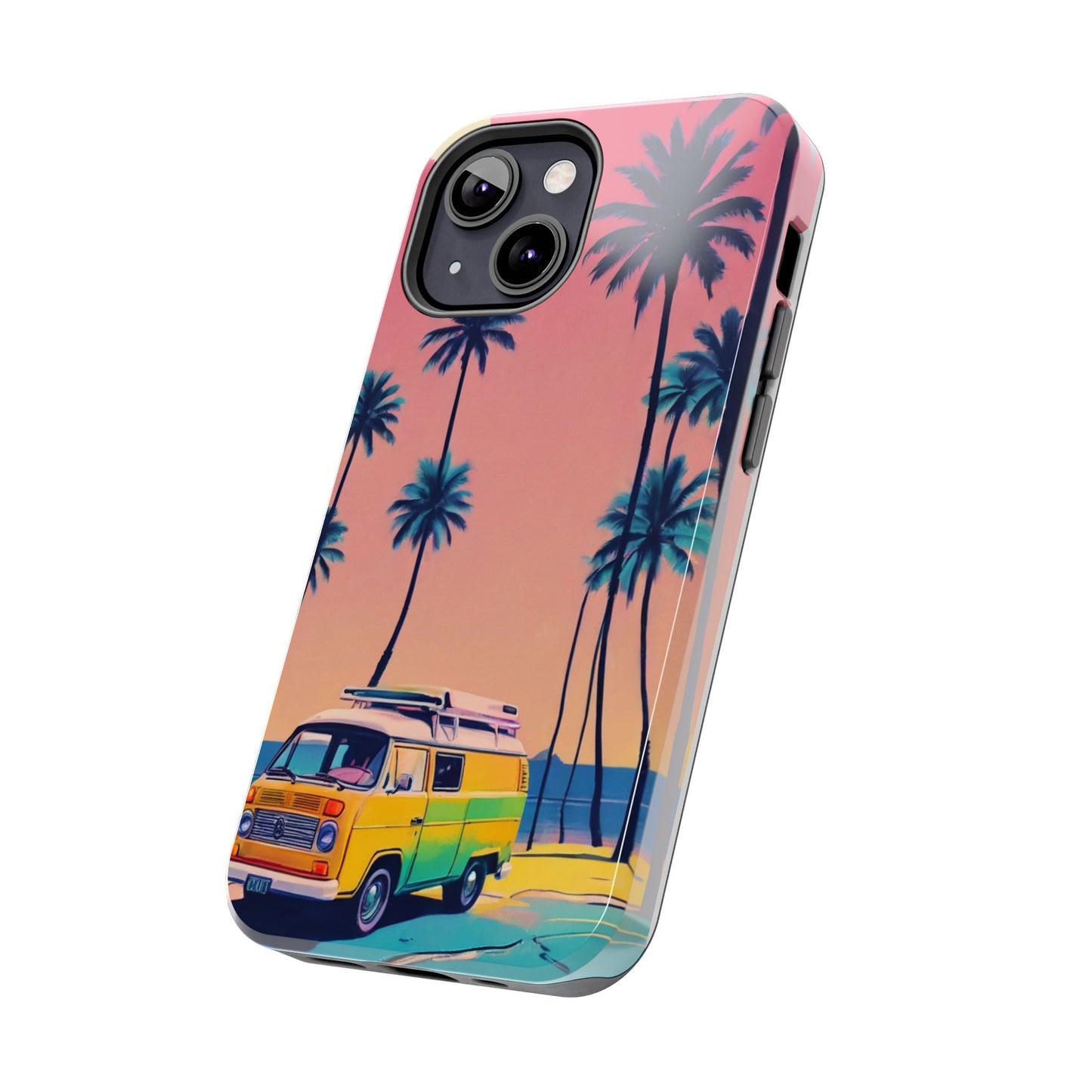 Tropical Beach Vibe Tough Phone Case - Vintage Van Design - for iPhone