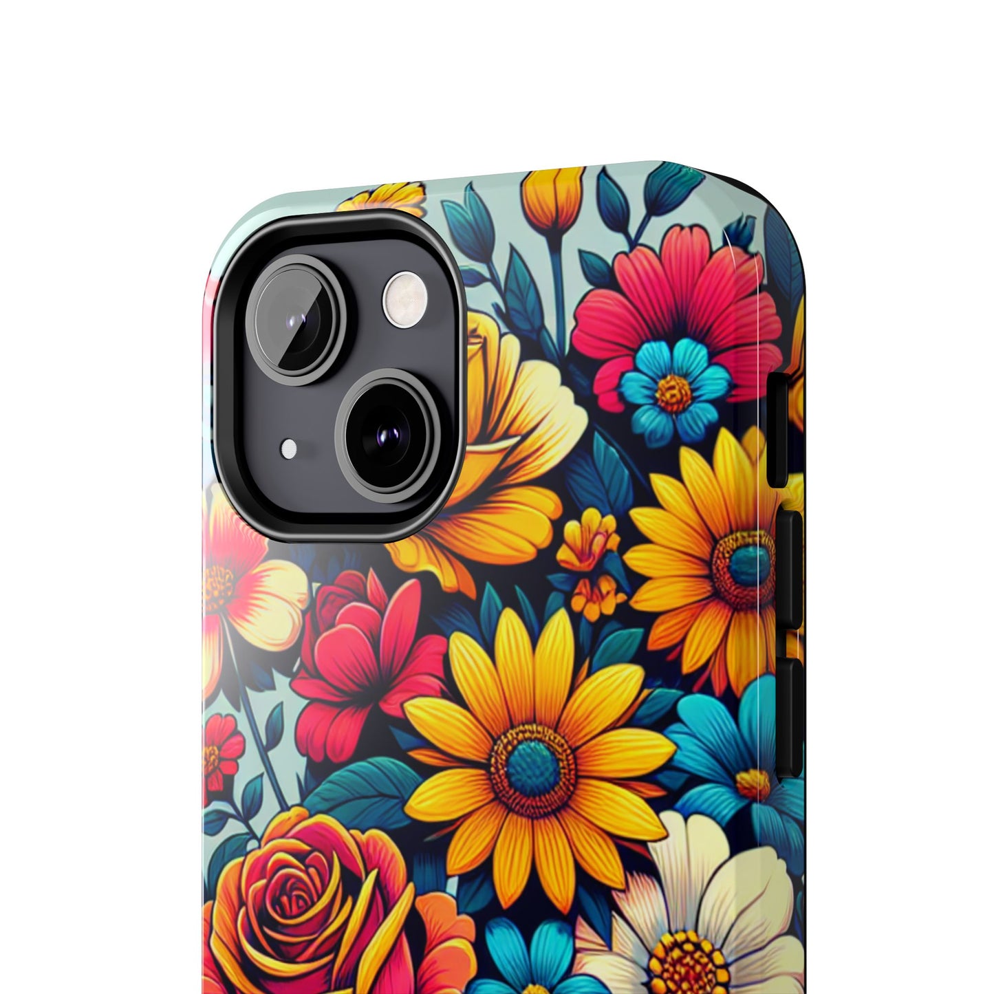 Vibrant Floral Tough Phone Case - Colorful Flower Design - for iPhone
