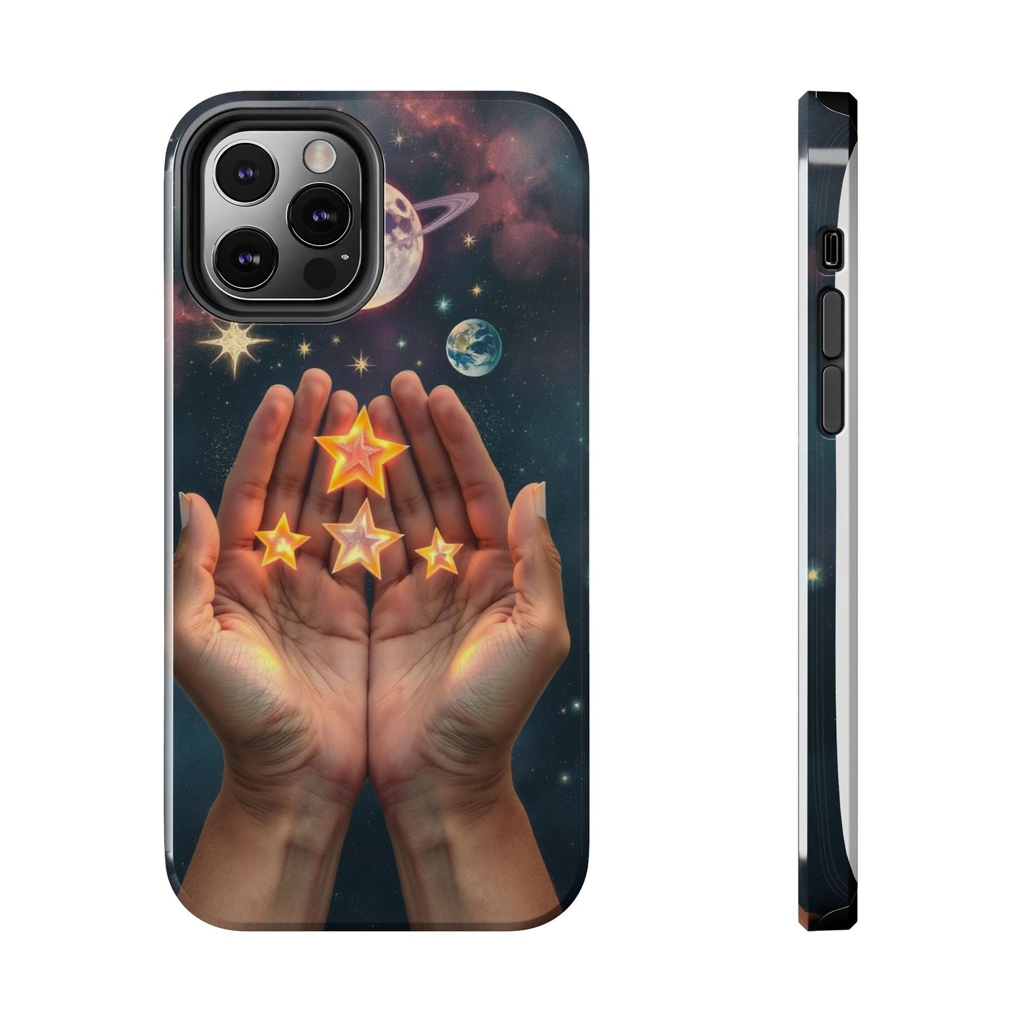 Galaxy Hands Tough Phone Case - Celestial Design for Star Lovers