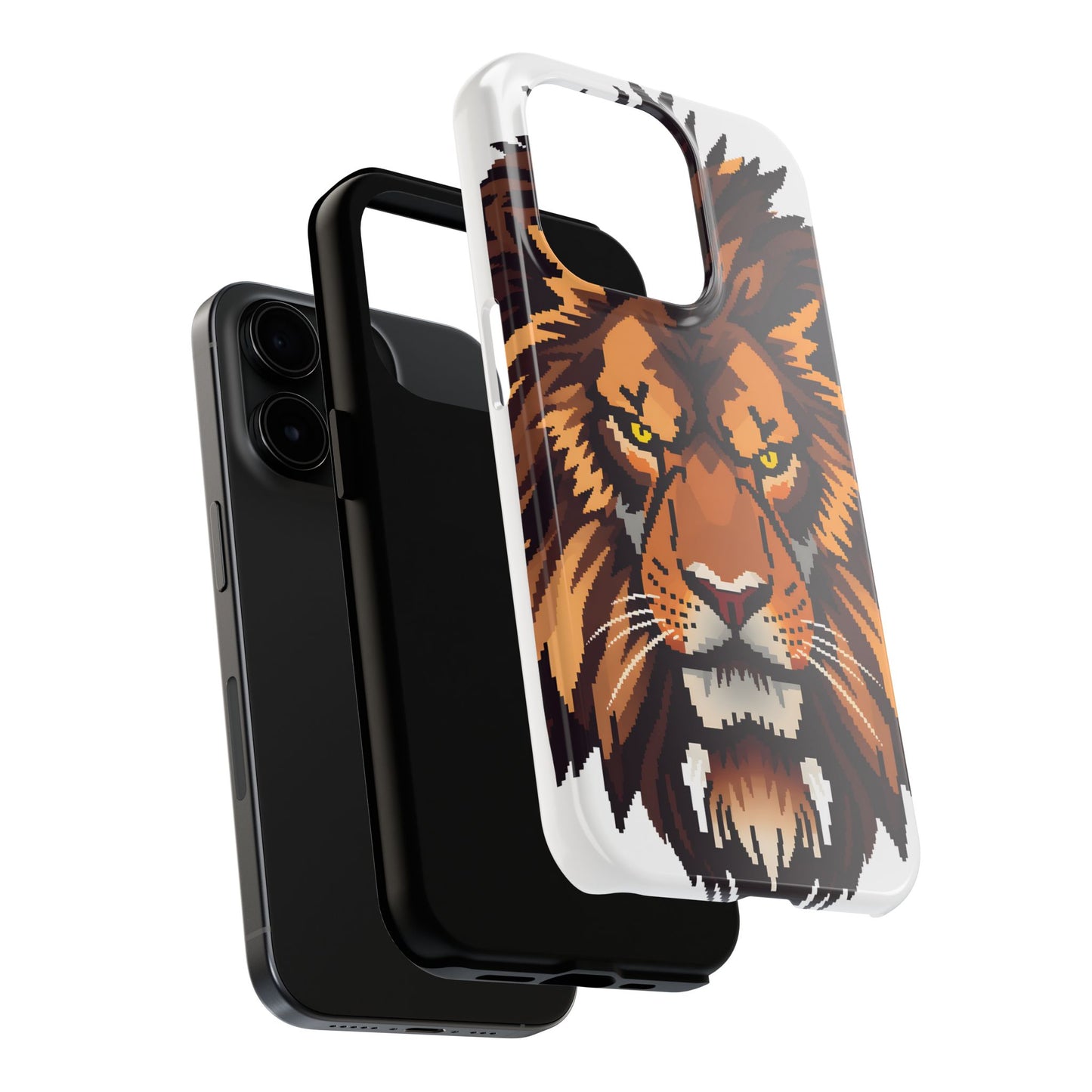 Fierce Pixelated Lion Tough Phone Case - Durable Design for Animal Lovers - for iPhone